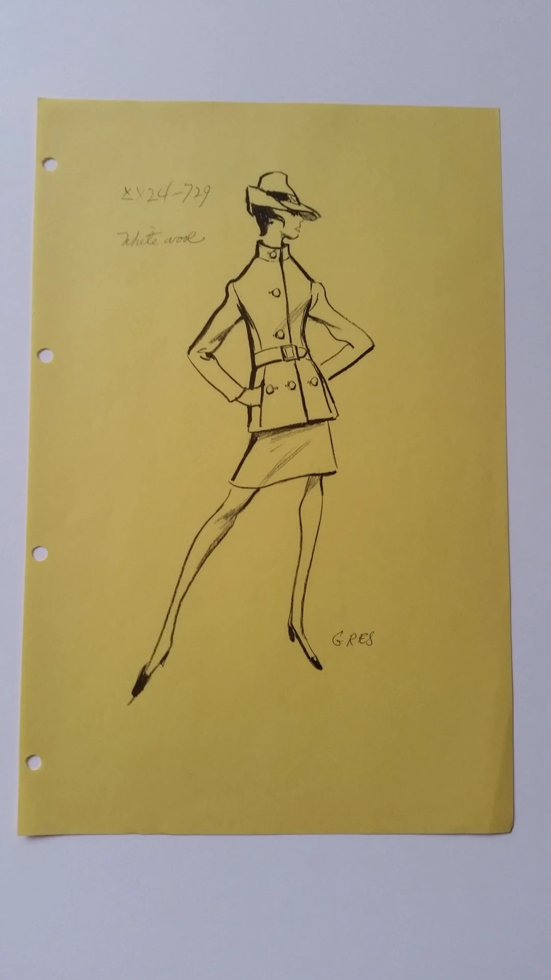 Madame Grès - Croquis tailleur jupe - White wool