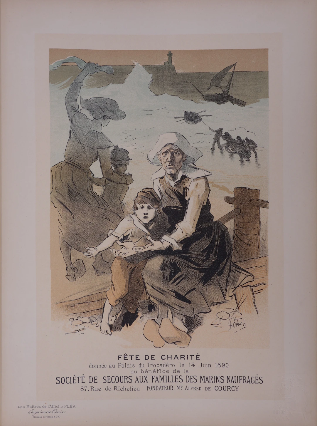 Jules CHERET : Bretagne, Famille des Marins, 1897 - Lithographie originale
