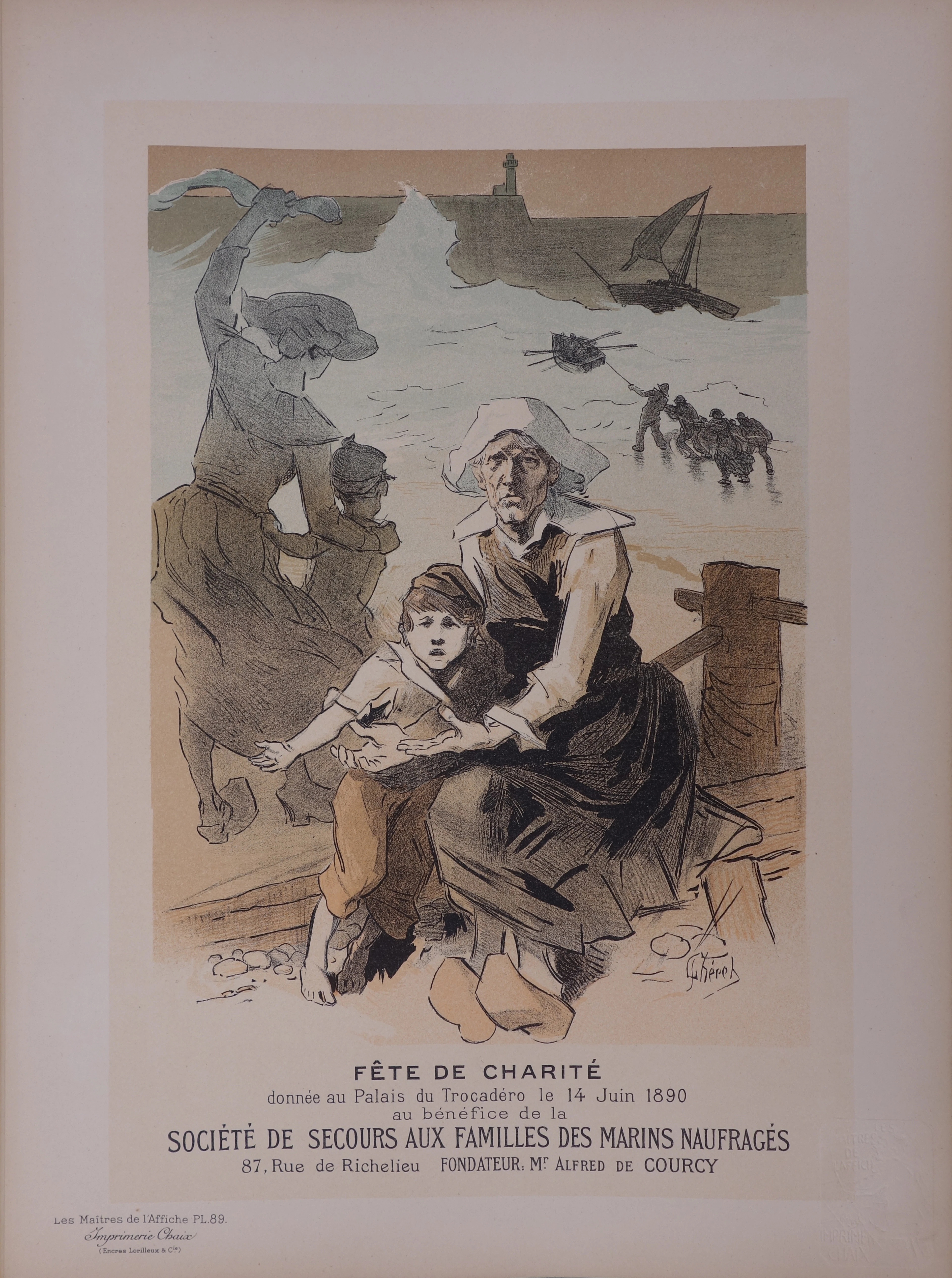 Jules CHERET : Bretagne, Famille des Marins, 1897 - Lithographie originale