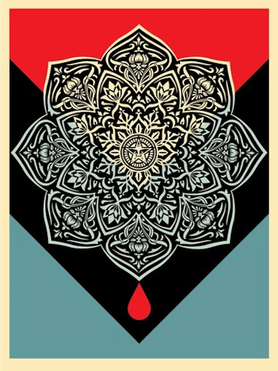Shepard FAIREY (Obey) - Blood & Oil Mandala (Blood Drop), 2017 - Sérigraphie