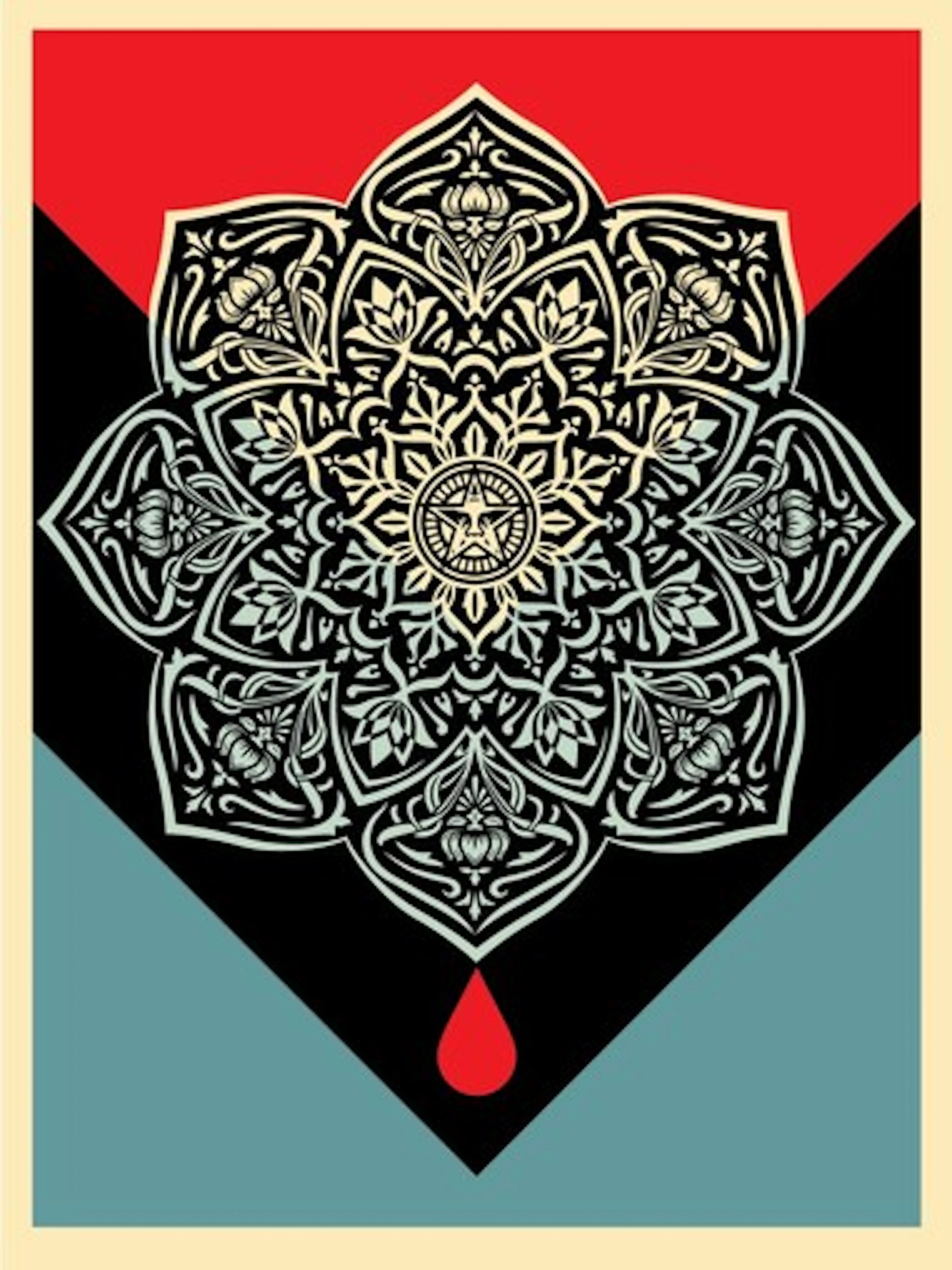 Shepard FAIREY (Obey) - Blood & Oil Mandala (Blood Drop), 2017 - Sérigraphie
