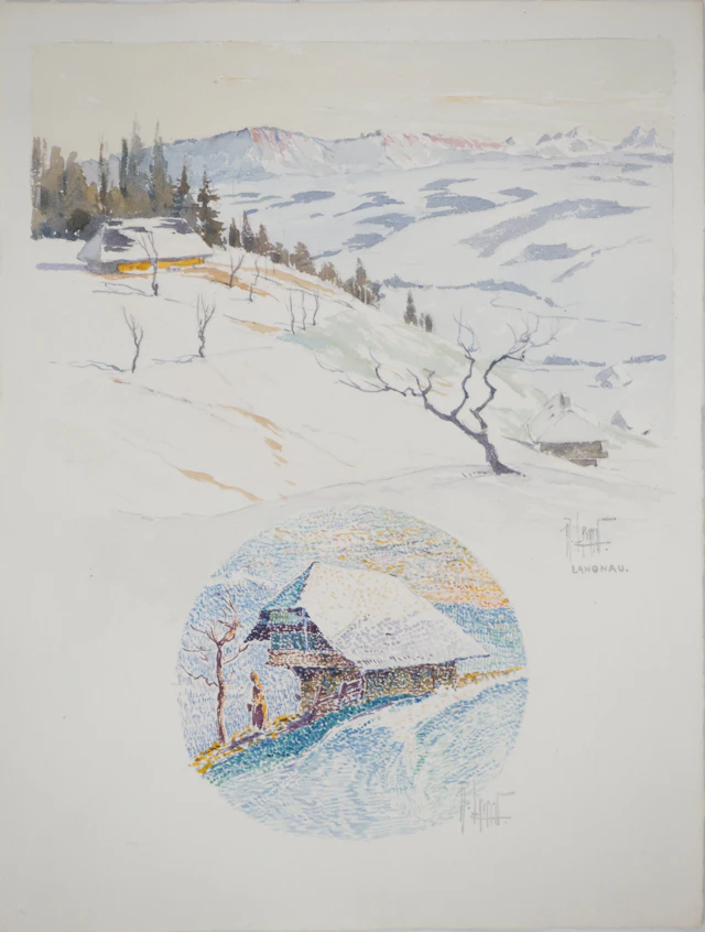 René LEVERD : Suisse, Chalet à Langnau, Aquarelle originale signée
