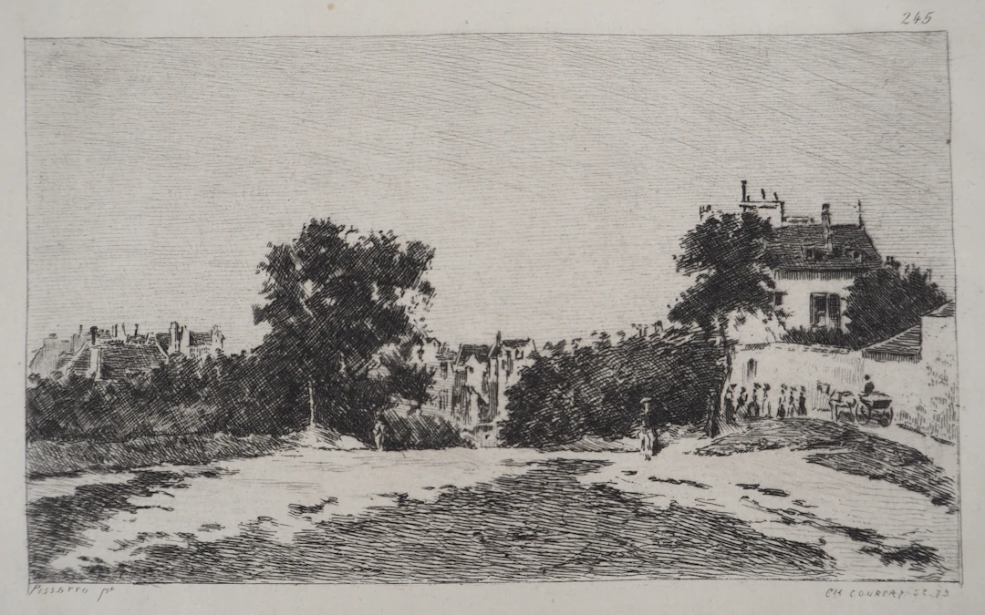 Camille PISSARRO (d’après) - Le vieux Pontoise, 1873 - Gravure