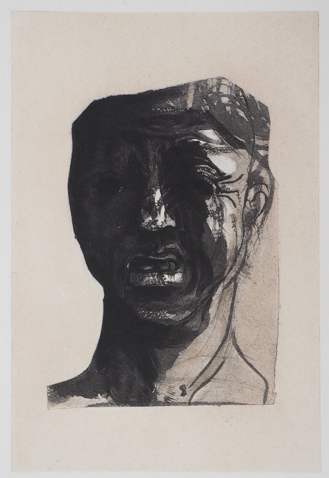 Auguste RODIN (d’après) : Masque de Minos - Gravure, 1897