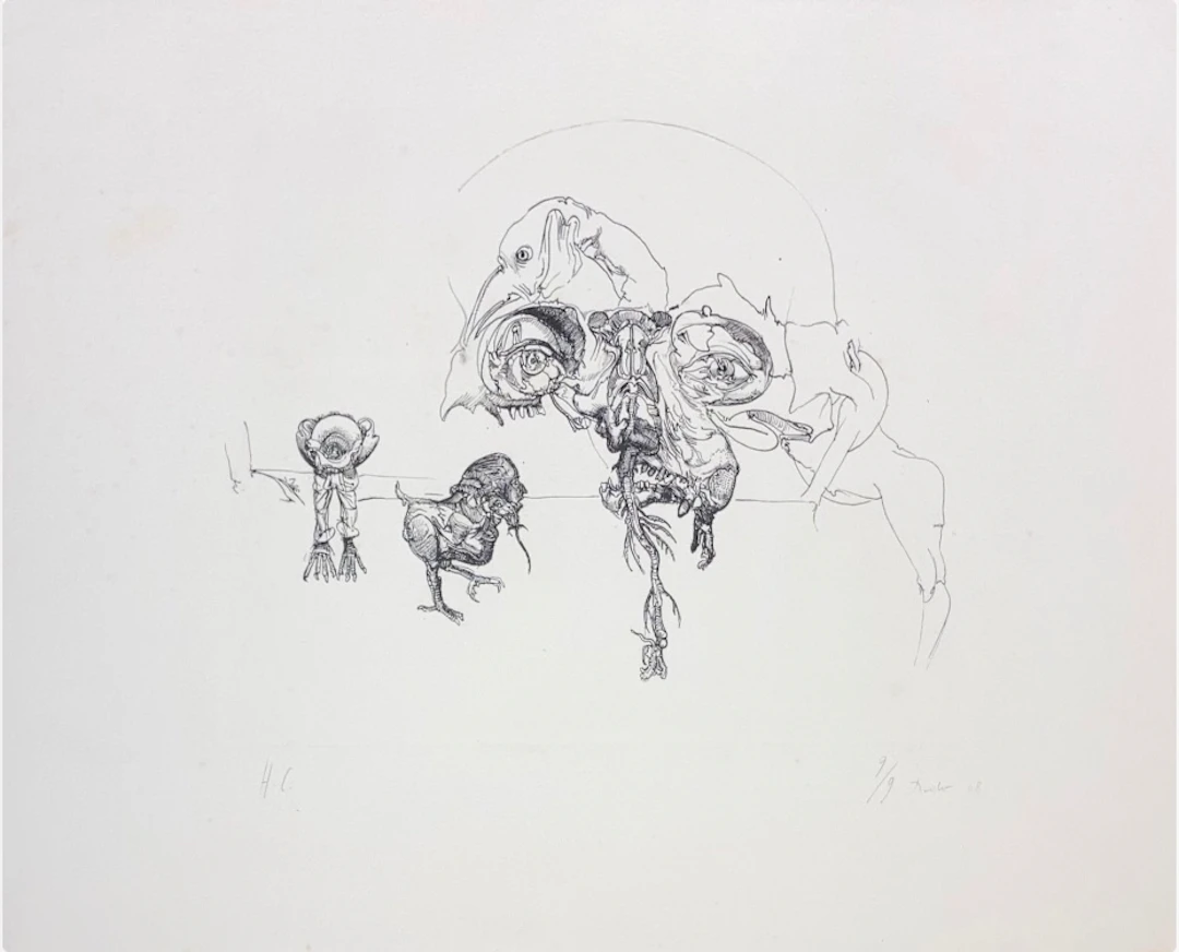 Miodrag Djuric (Dado) - Sans titre, 1968 - Lithographie originale