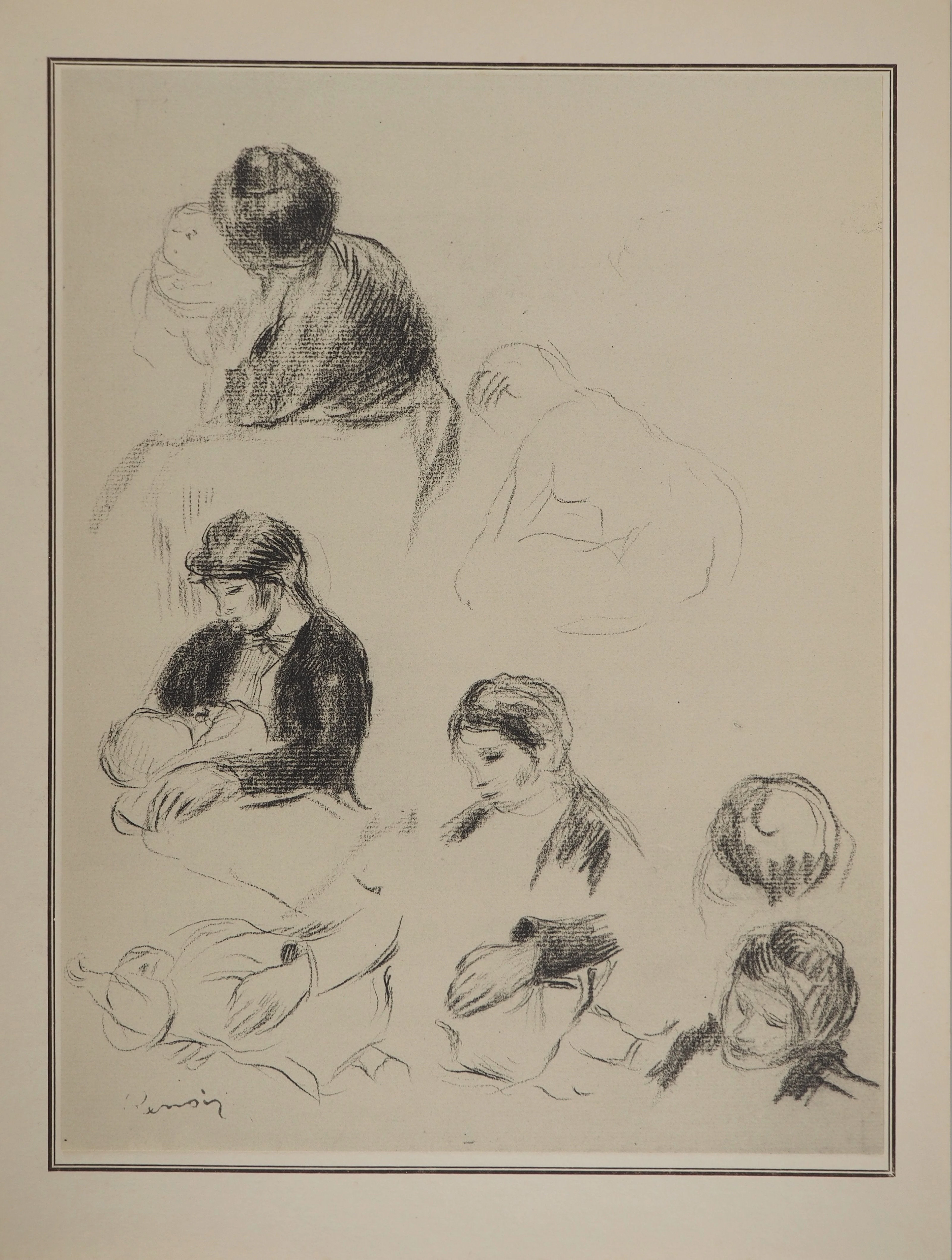Pierre-Auguste RENOIR : Etudes de maternité, Lithographie et pochoir signée