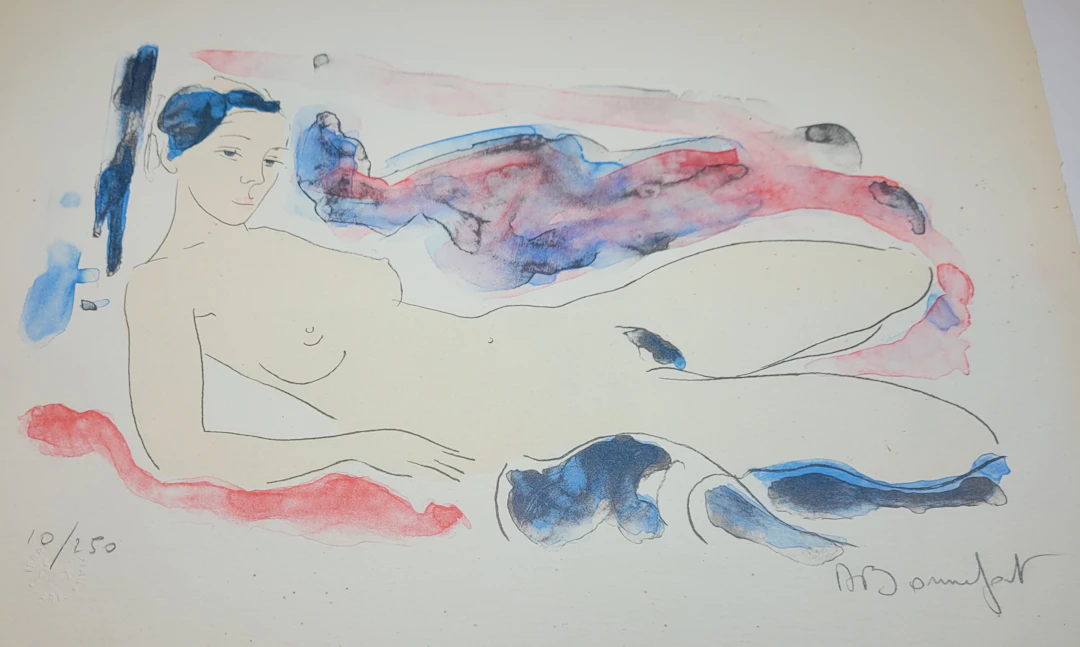 Alain BONNEFOIT - Femme nue, 1989 - Lithographie originale signée au crayon