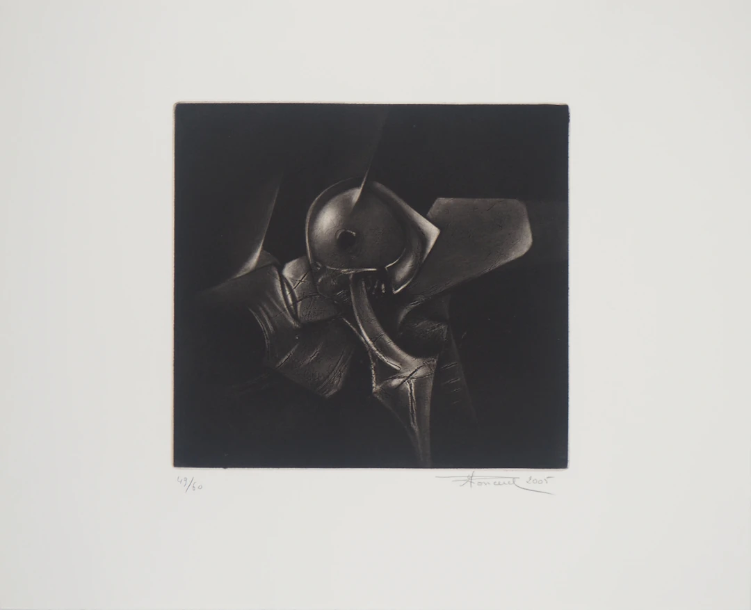 Michel Roncerel - Fantasy en noir et blanc, 2005 - Gravure originale signée
