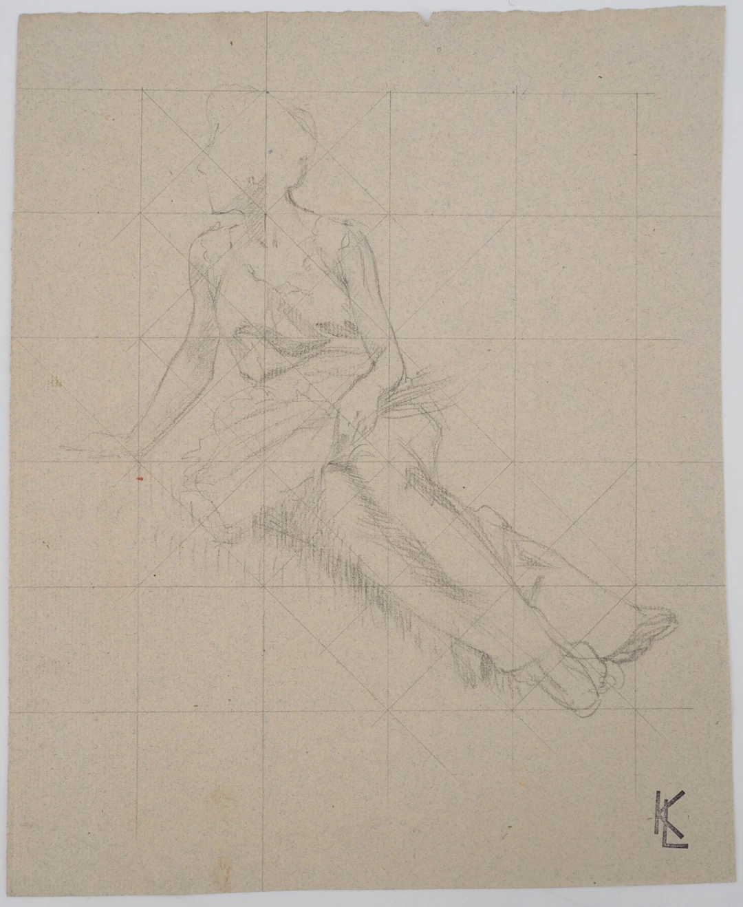 Léopold Franz KOWALSKI: Étude de la posture, dessin original