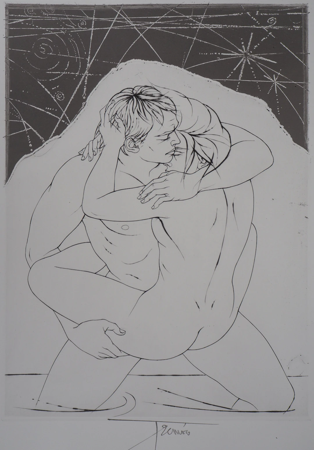 Pierre-Yves TRÉMOIS : Couple sous les étoiles - Gravure Originale Signée