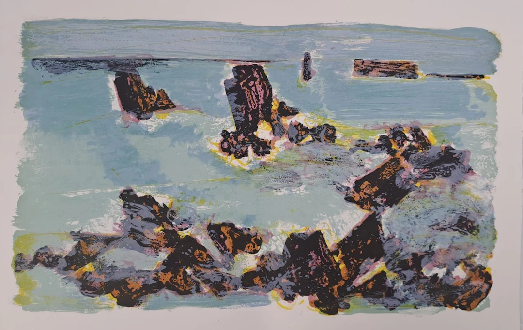 Maurice-Elie Sarthou - Les rochers noirs - Lithographie originale