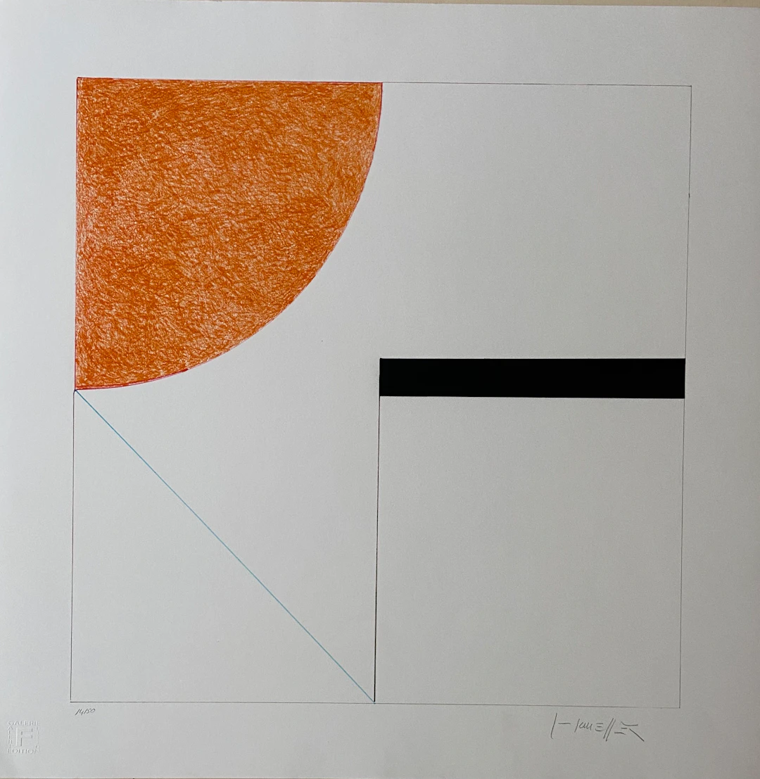 Gottfried HONEGGER - Composition 2 orange, noir et bleu clair, 2015