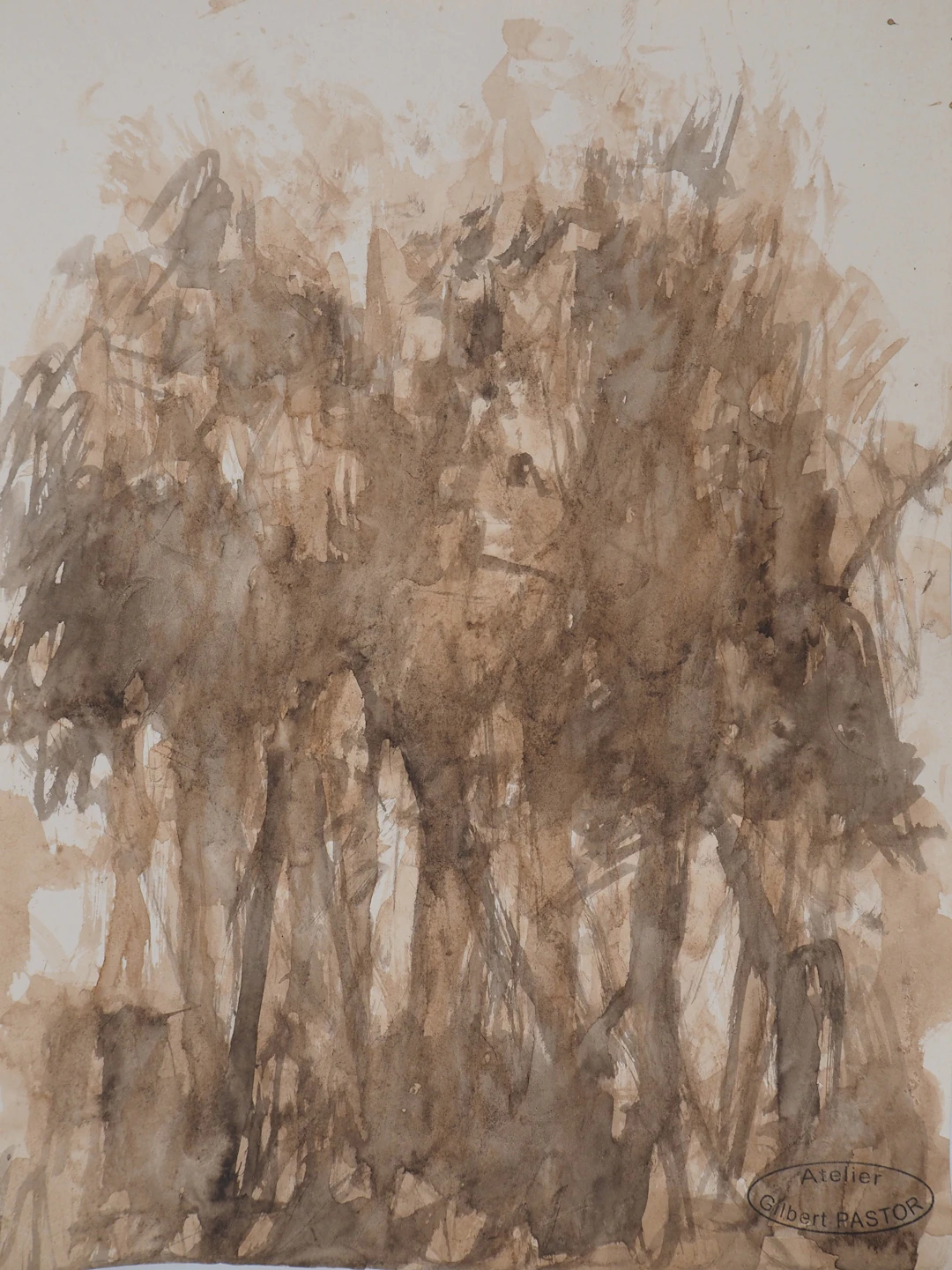 Gilbert PASTOR : Un Bois, Aquarelle originale signée