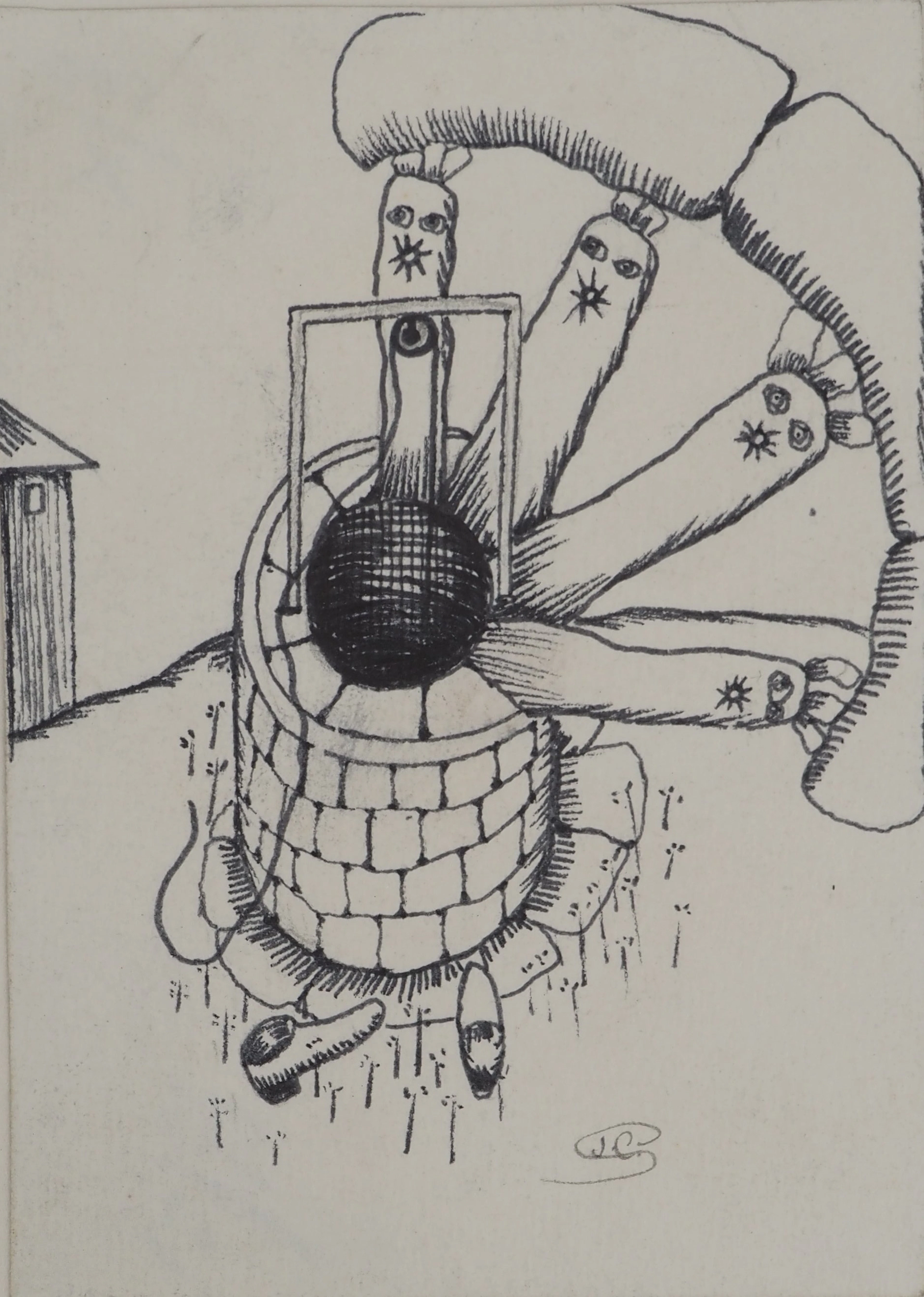 Jean-Claude SILBERMANN : Enseignes sournoises, La chute du puis, Dessin