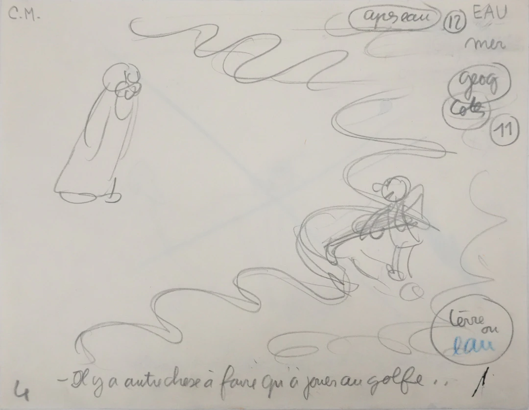 Jean EFFEL : Le joueur de golf, Dessin préparatoire original