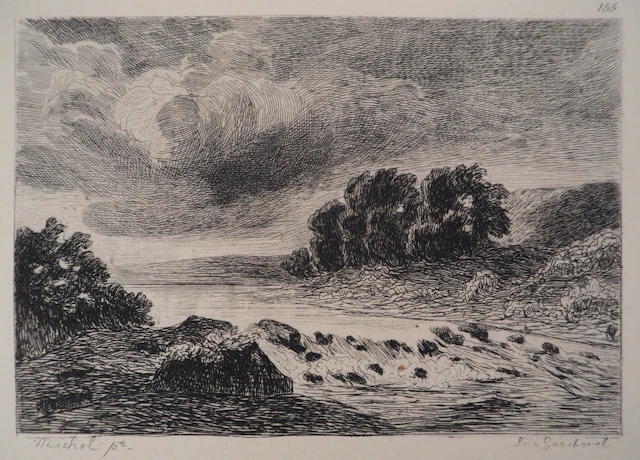 Georges Michel (d’après) - Le gave - Gravure, Signée #Durand Ruel - 1873