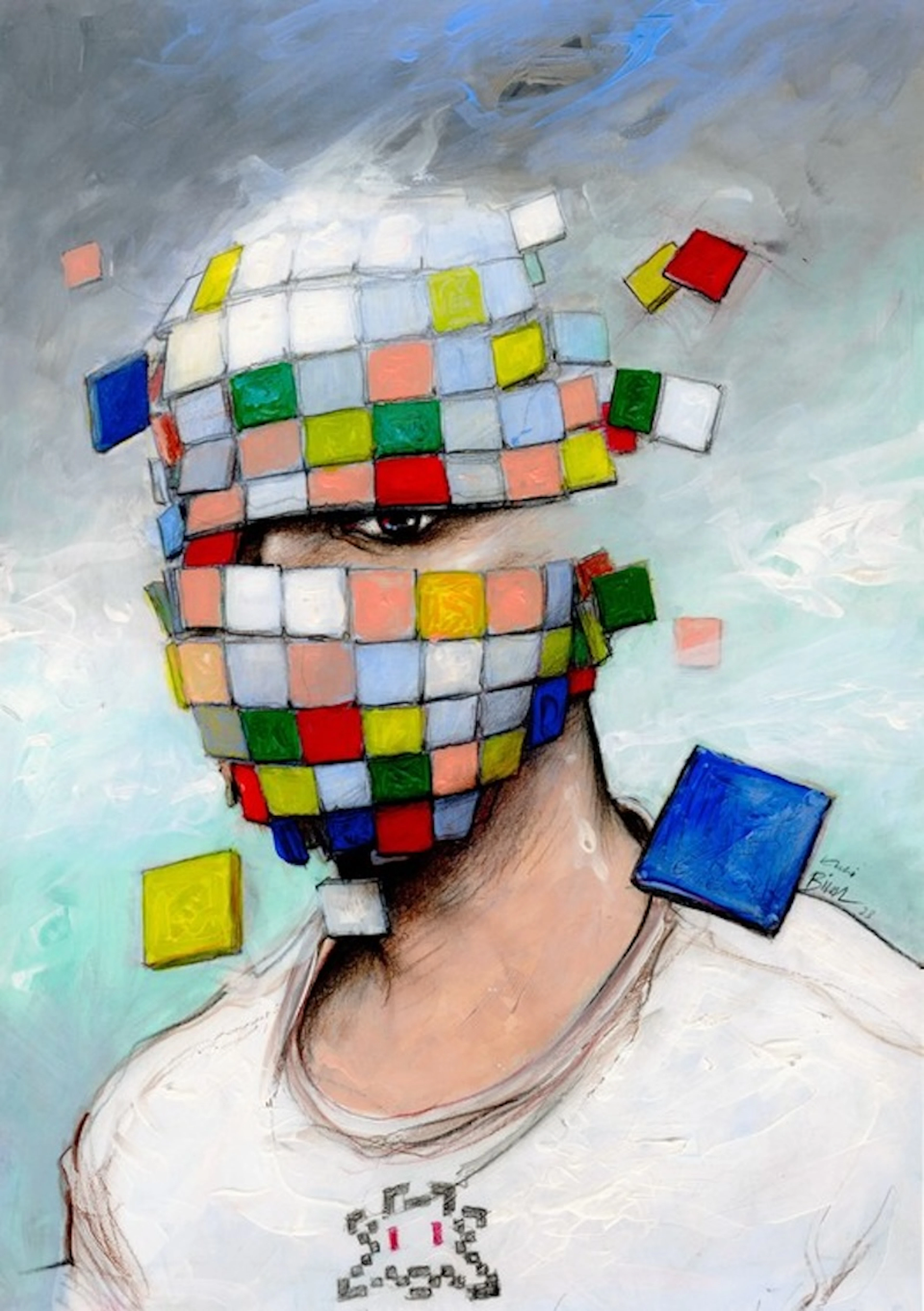 Enki Bilal - Portrait de Space Invader, 2023 - Sérigraphie signée