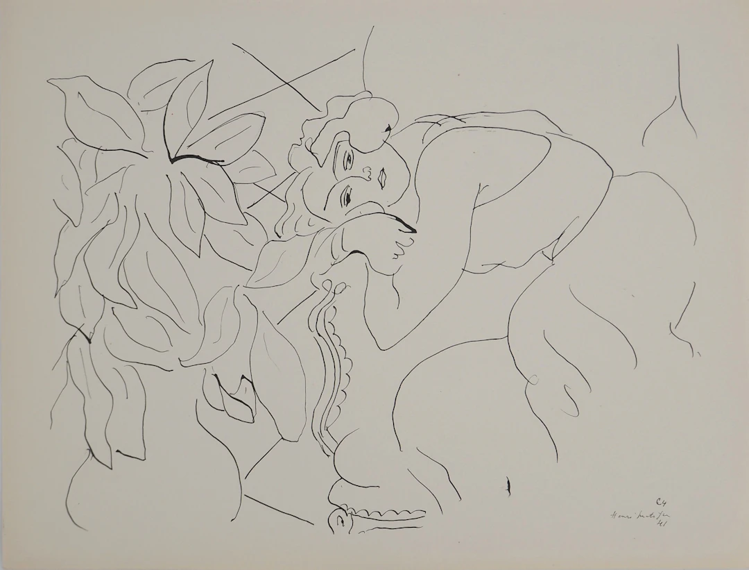 Henri MATISSE : Jeune fille pensive, Lithographie signée