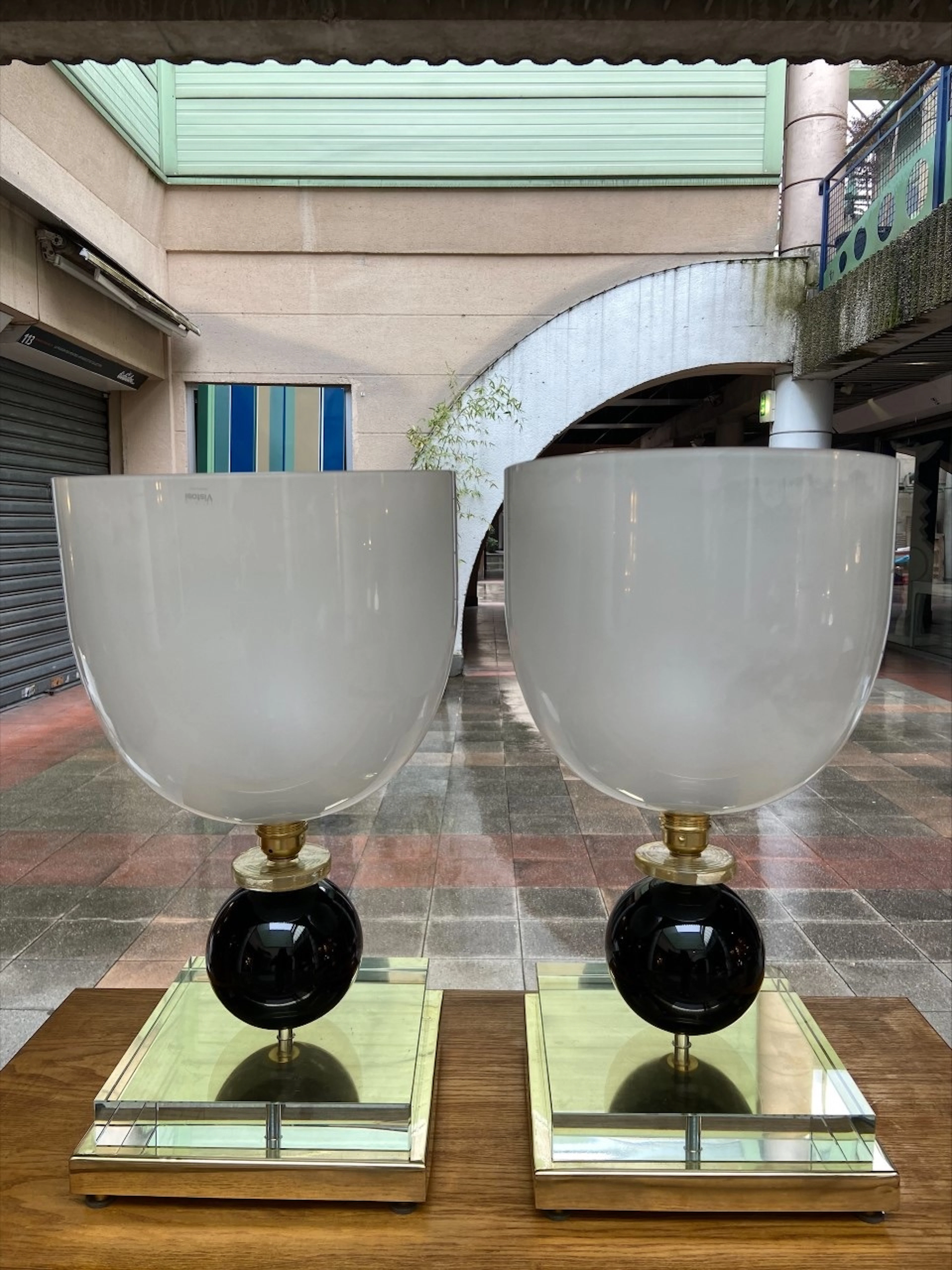 Vetreria Vistosi - Paire de lampes - Verre de Murano et laiton