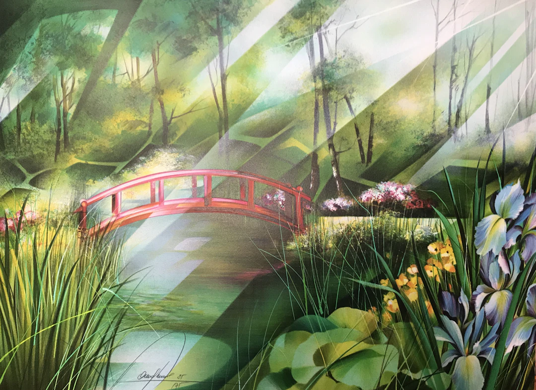 Raymond POULET - "Jardin japonais", lithographie