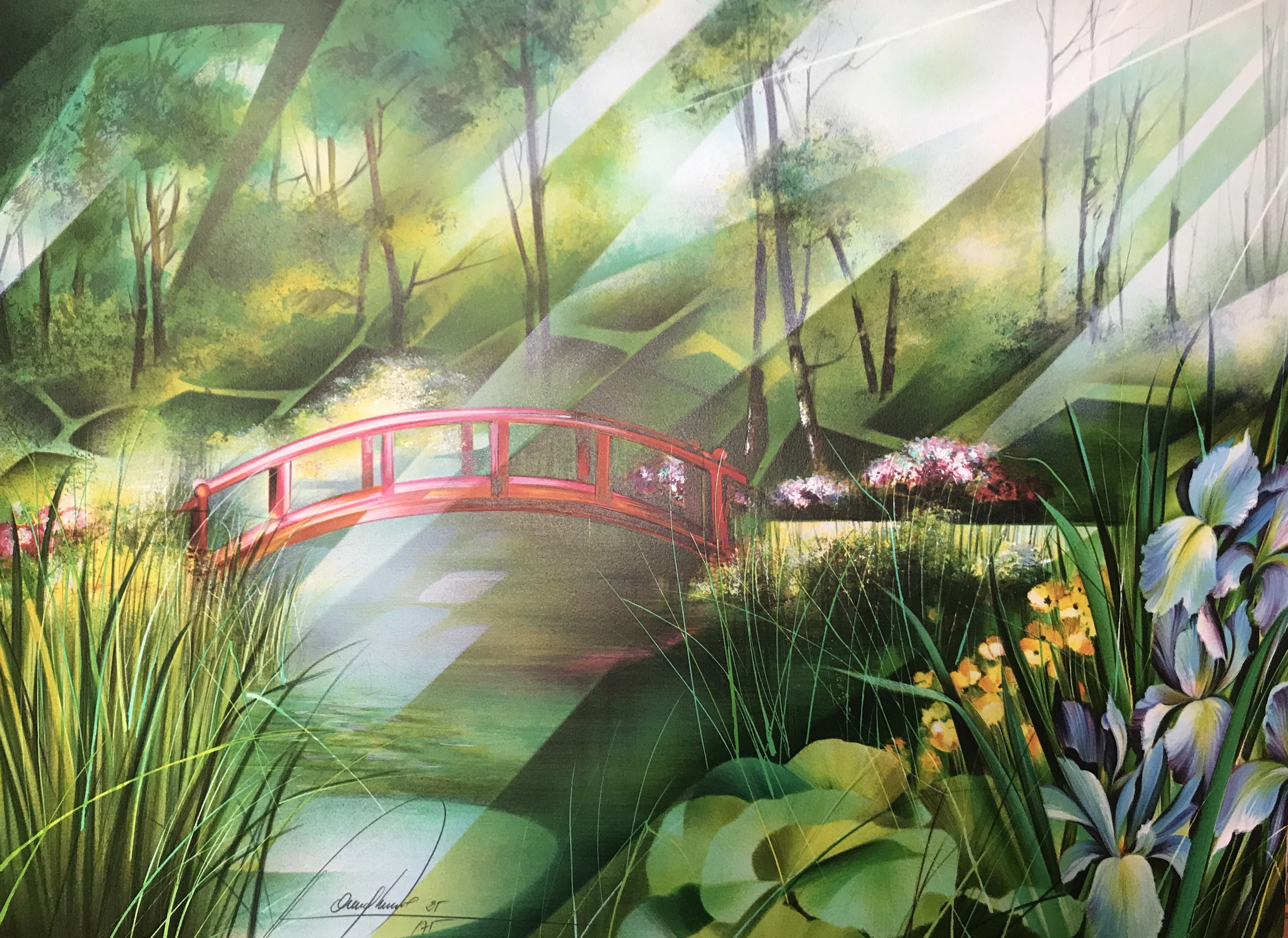 Raymond POULET - "Jardin japonais", lithographie