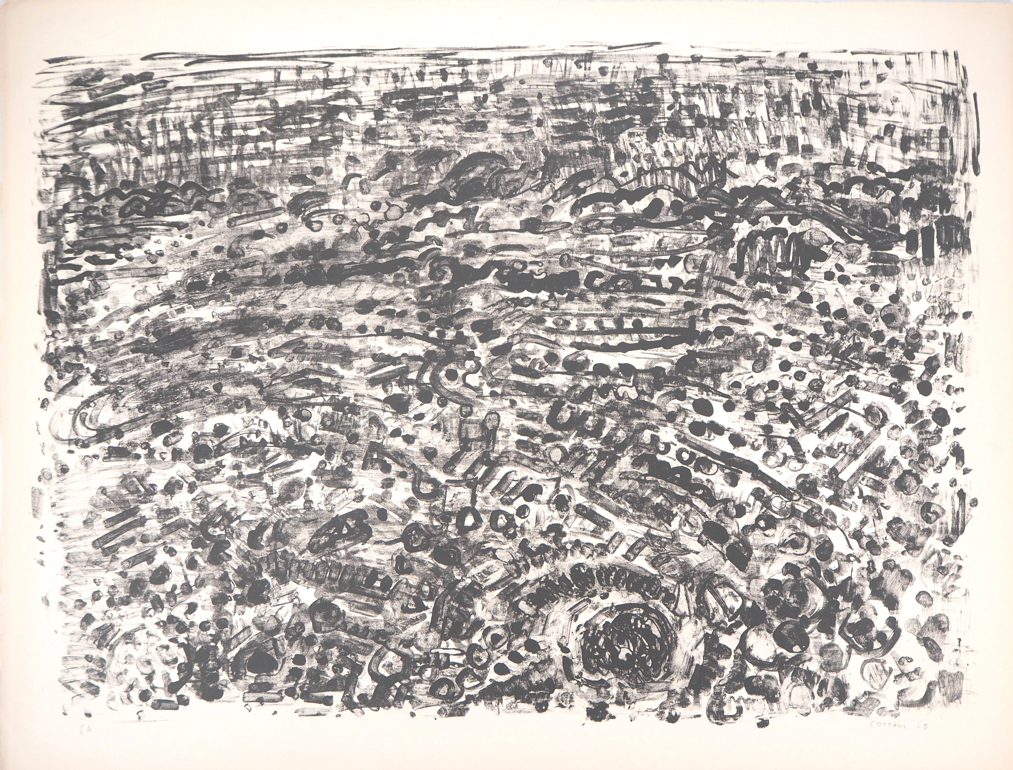 André COTTAVOZ : La ville animée - Lithographie Originale Signée et numérotée