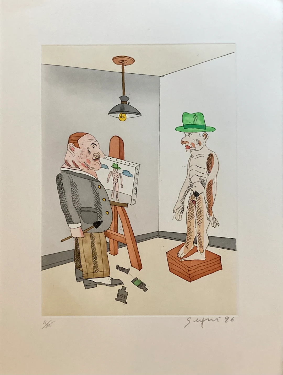 Antonio SEGUI - Le chapeau de Juanito 4, 1996, gravure aquarellée