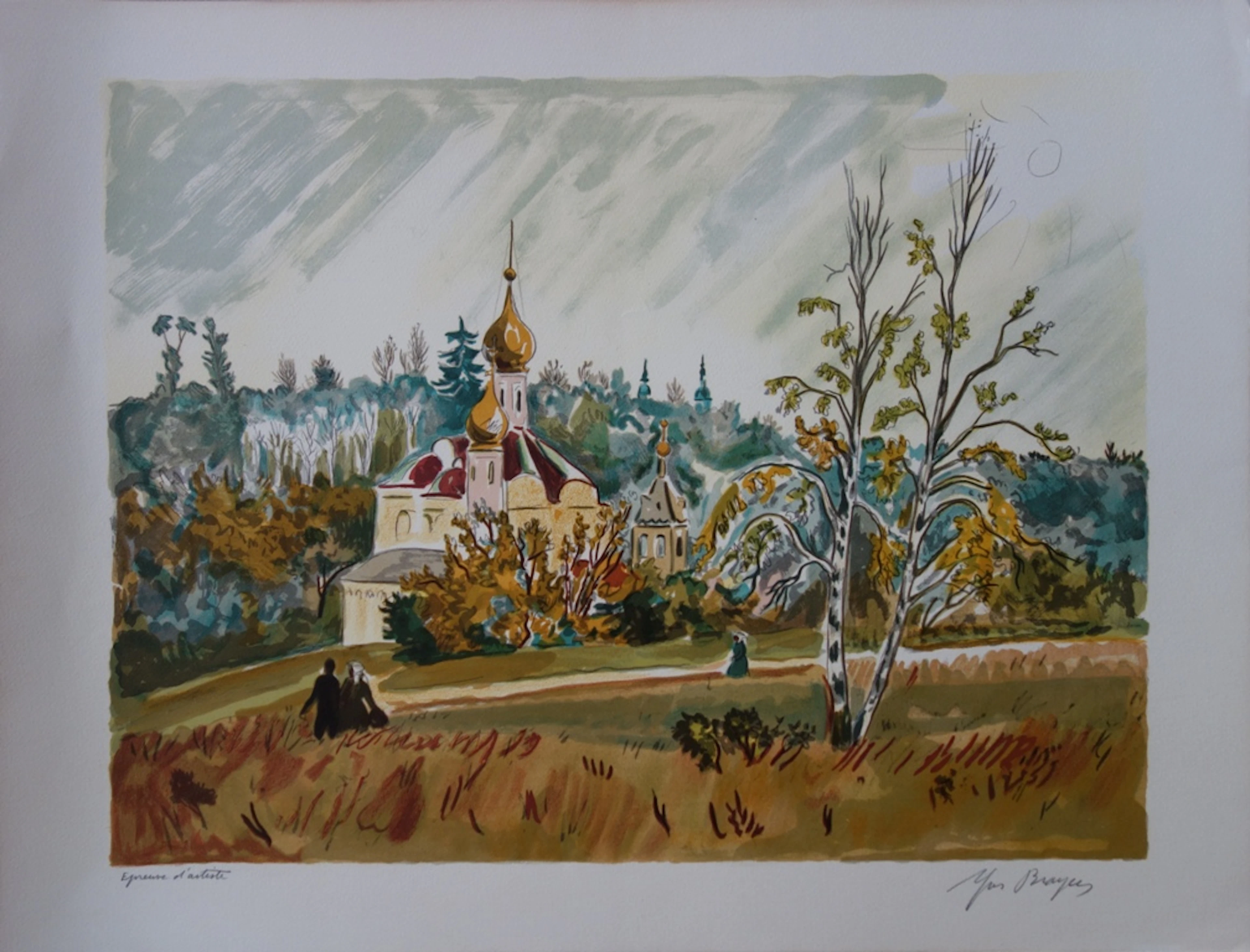 Yves BRAYER : L’automne doré russe, Lithographie originale signée