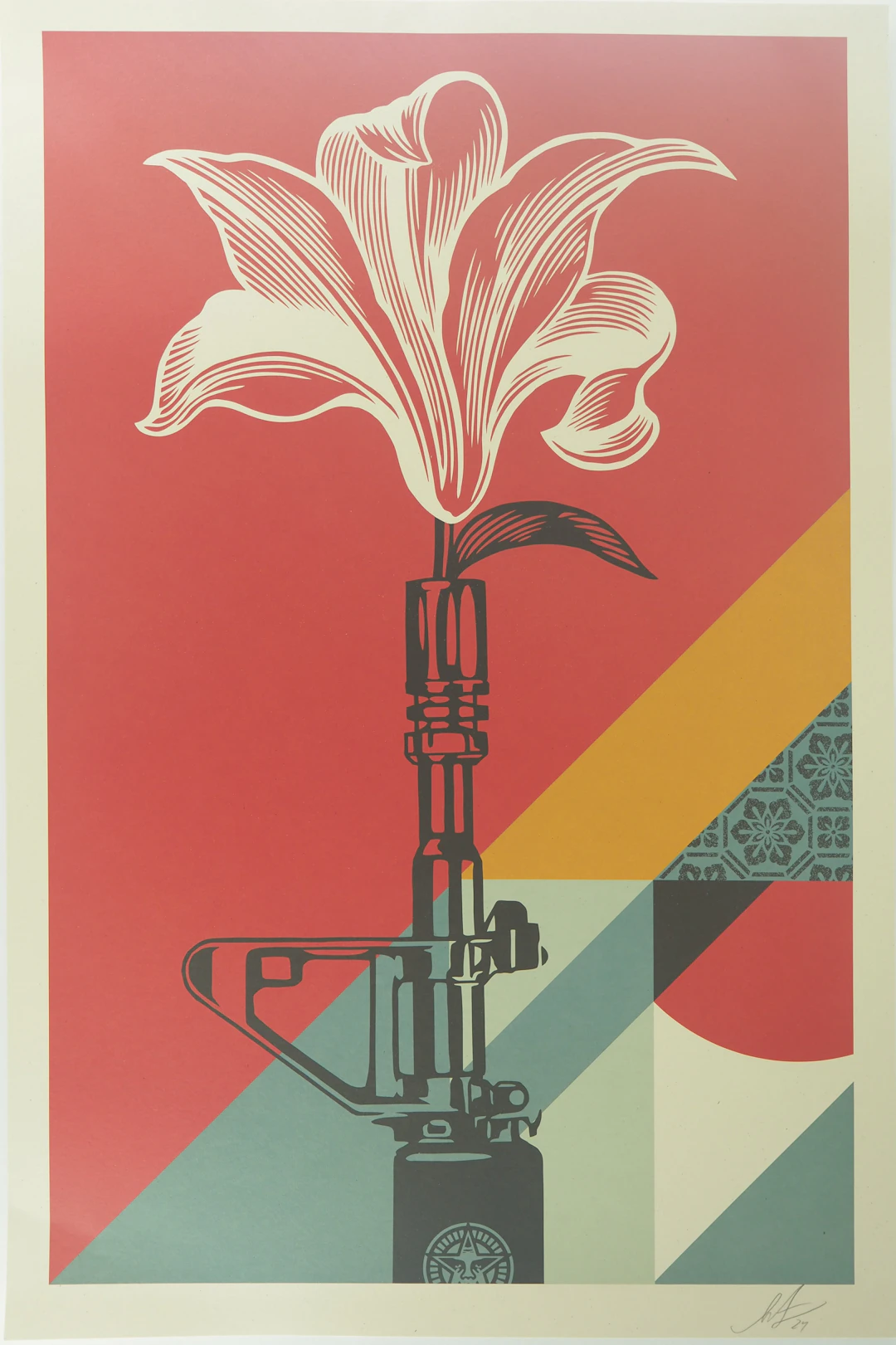 Shepard FAIREY (OBEY) : AR 15 Lily - Lithographie originale signée