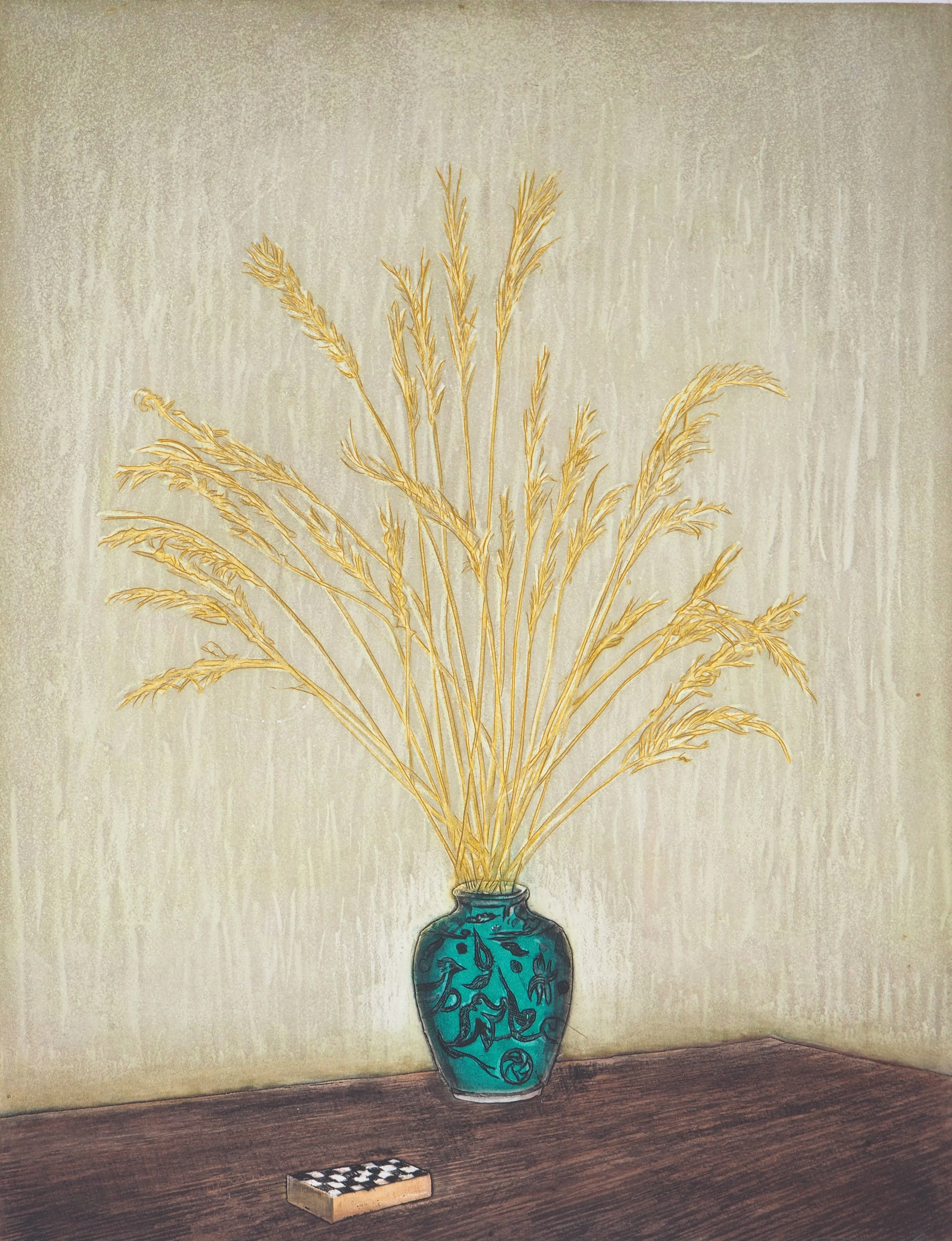 Jacques Joachim Jean RIGAL : Nature morte aux épis - Gravure originale signée
