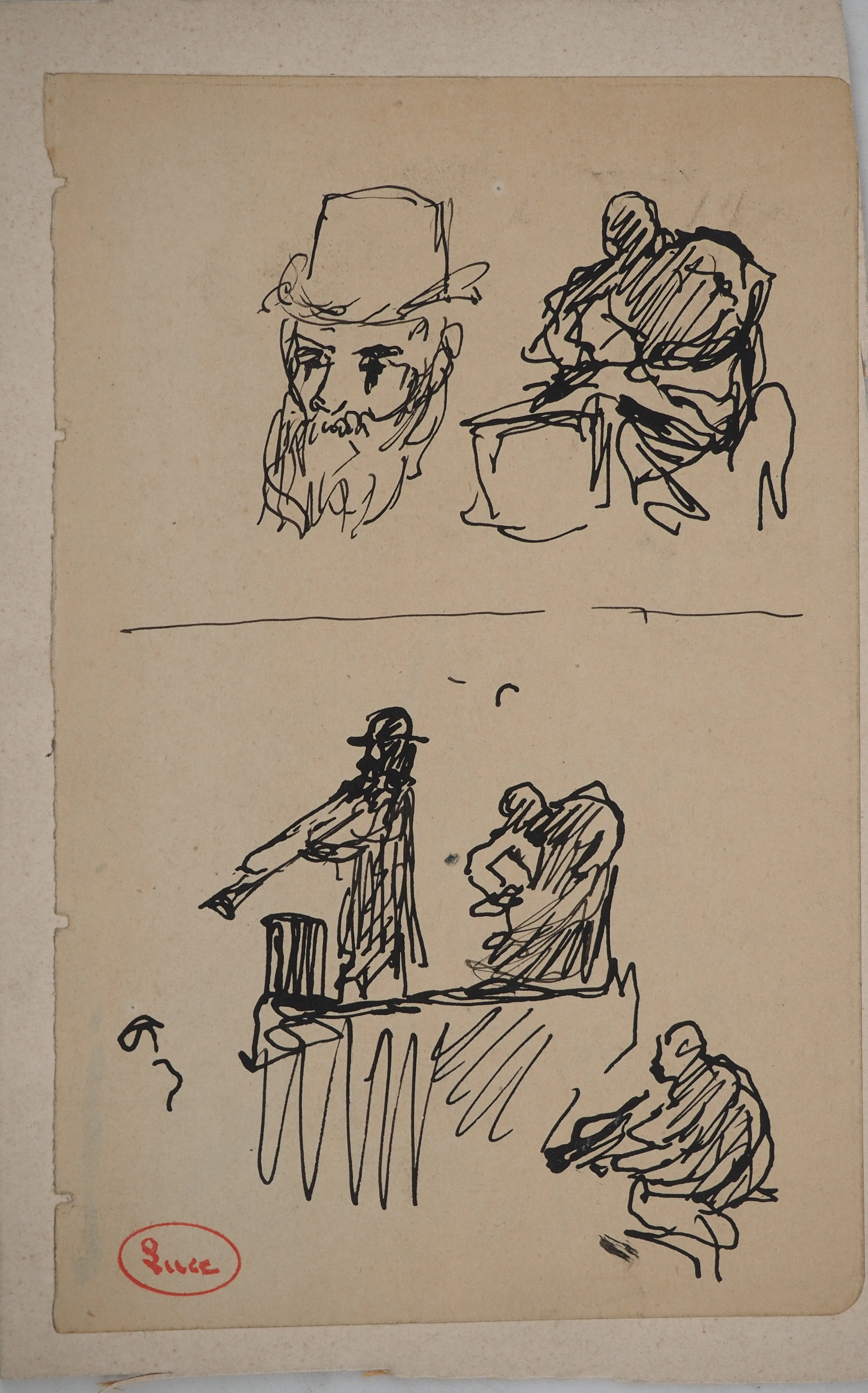 Maximilien LUCE : Etudes de scènes domestiques, Dessin original signé