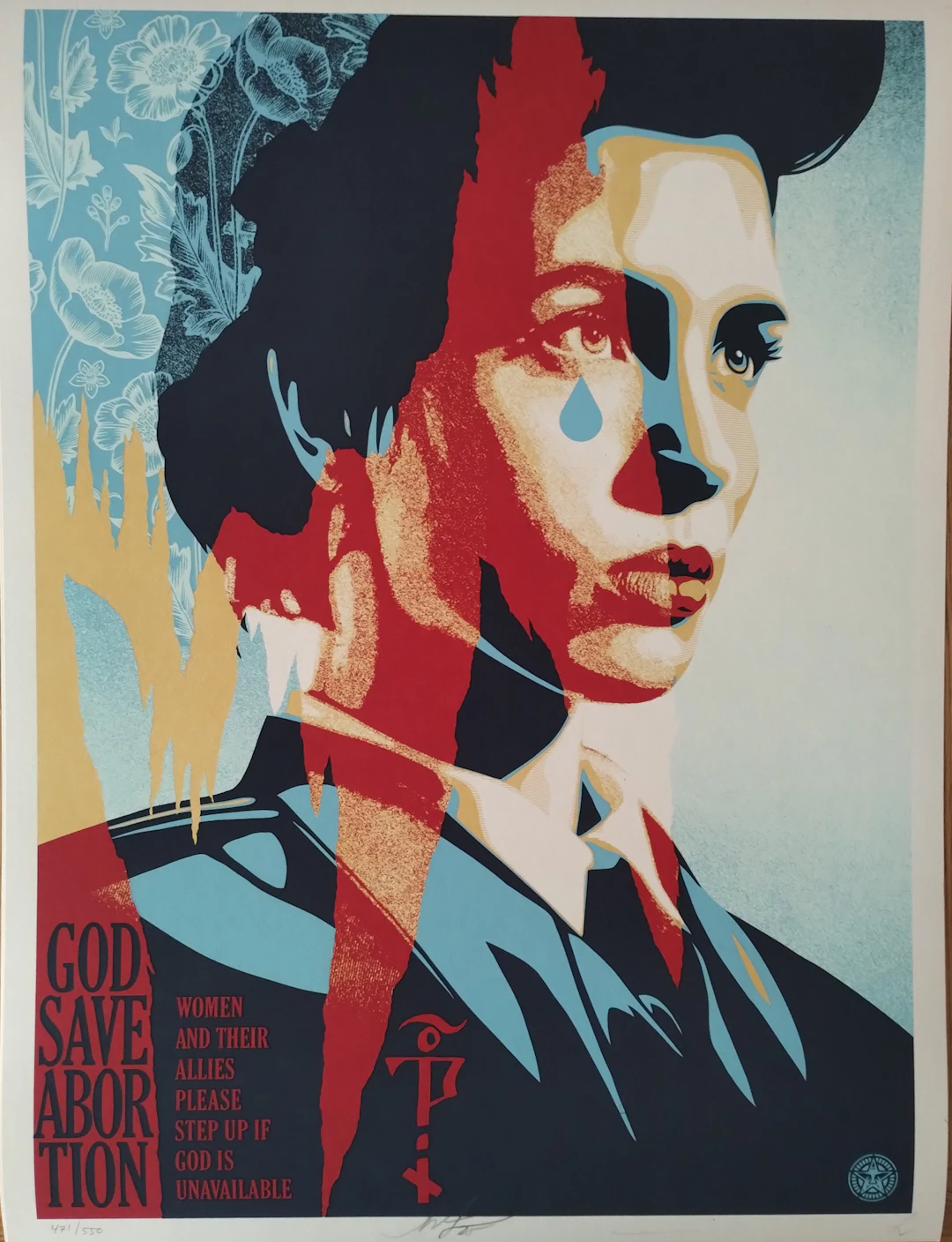 Shepard FAIREY (Obey) - God Save Abortion - Sérigraphie signée au crayon