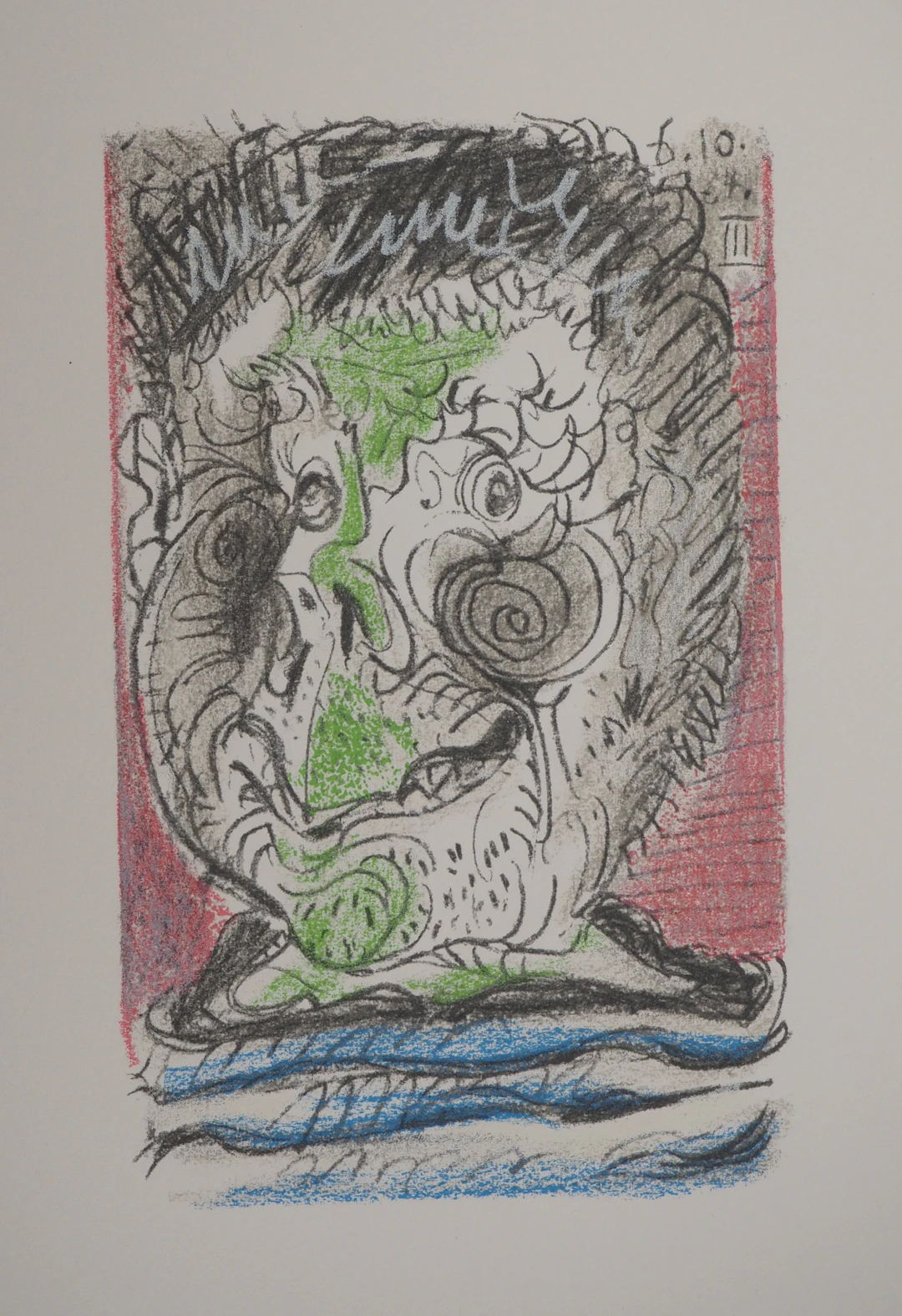 Pablo PICASSO : Le Goût du Bonheur, Autoportrait Surréaliste, Lithographie