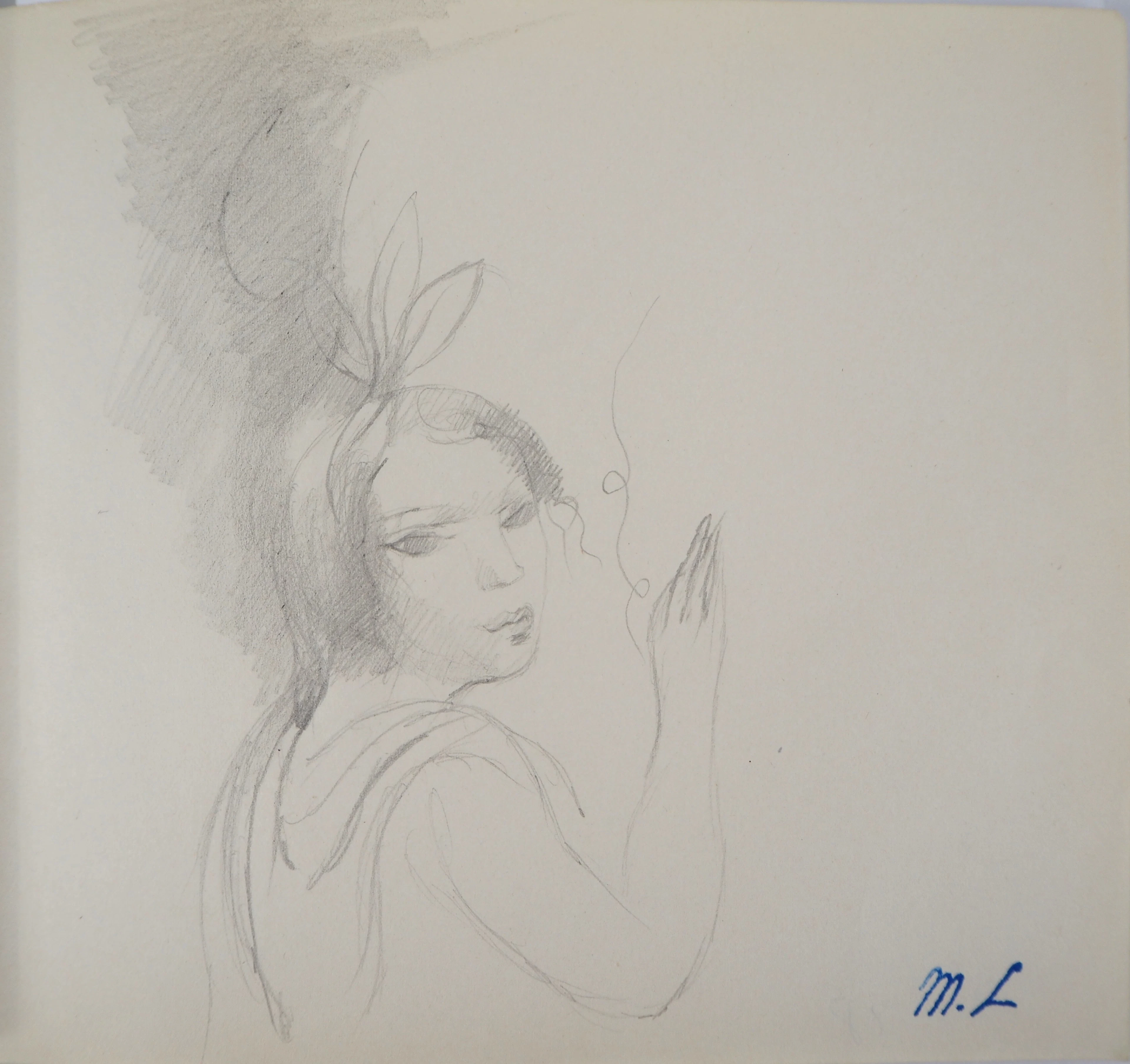 Marie LAURENCIN : Fille au nœud, Dessin original signé