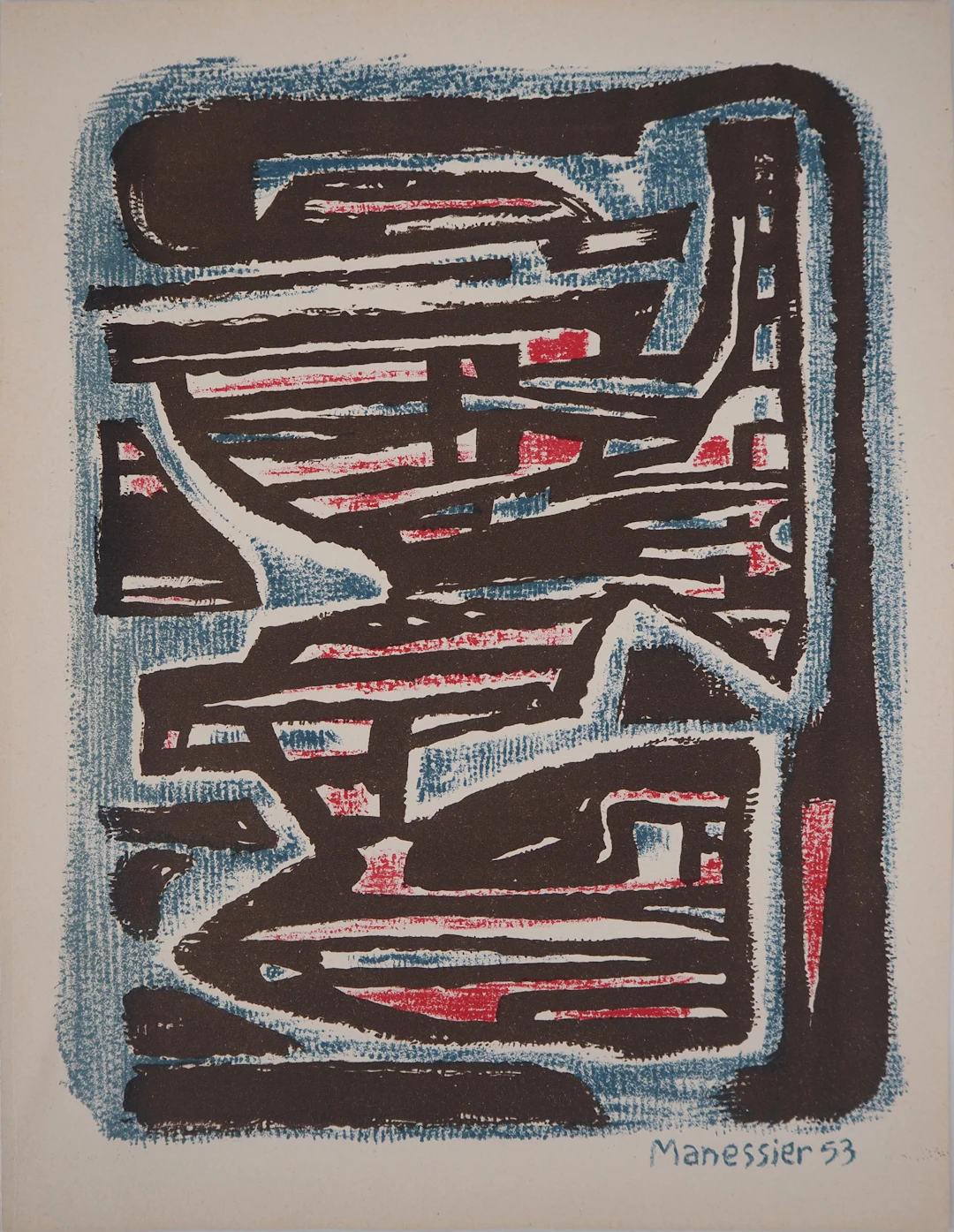 Alfred MANESSIER - Formes abstraites, 1954 - Lithographie originale signée
