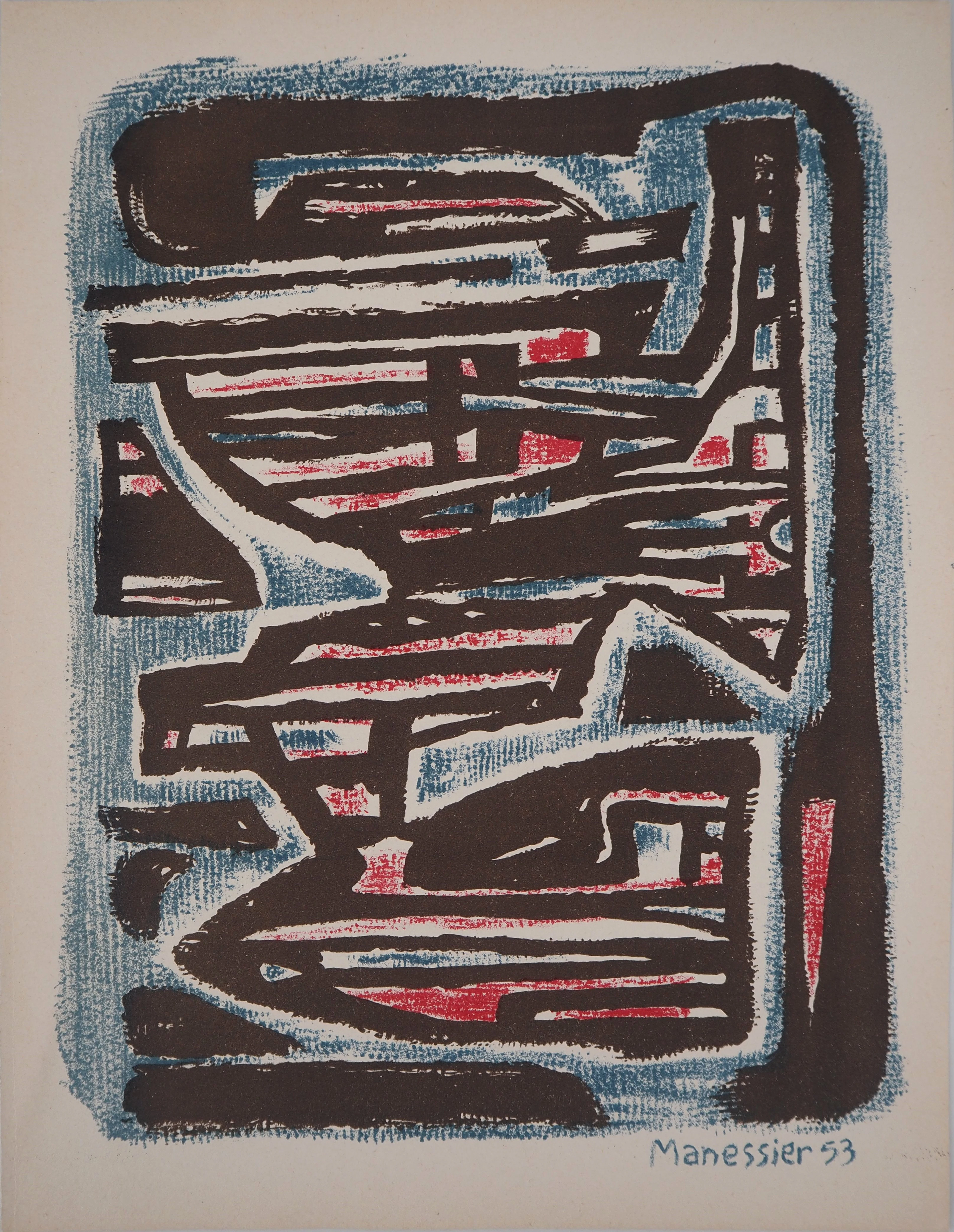 Alfred MANESSIER - Formes abstraites, 1954 - Lithographie originale signée