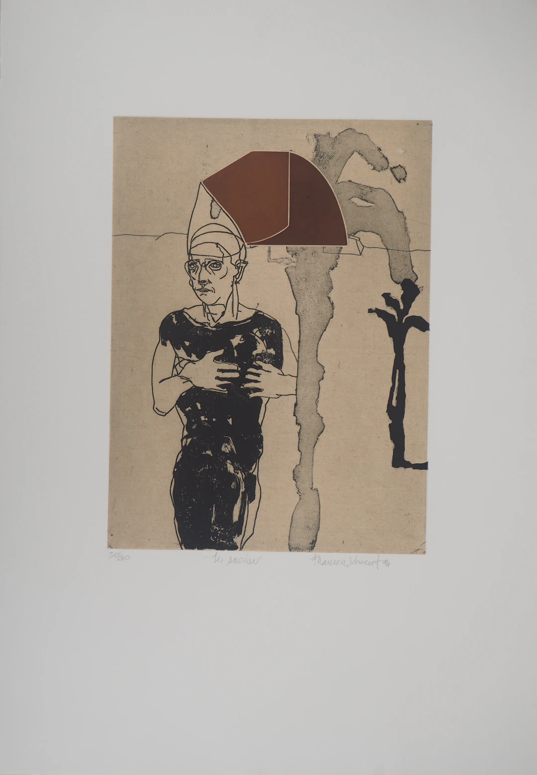 François Vincent - Le sourcier, 1994 - Gravure originale signée