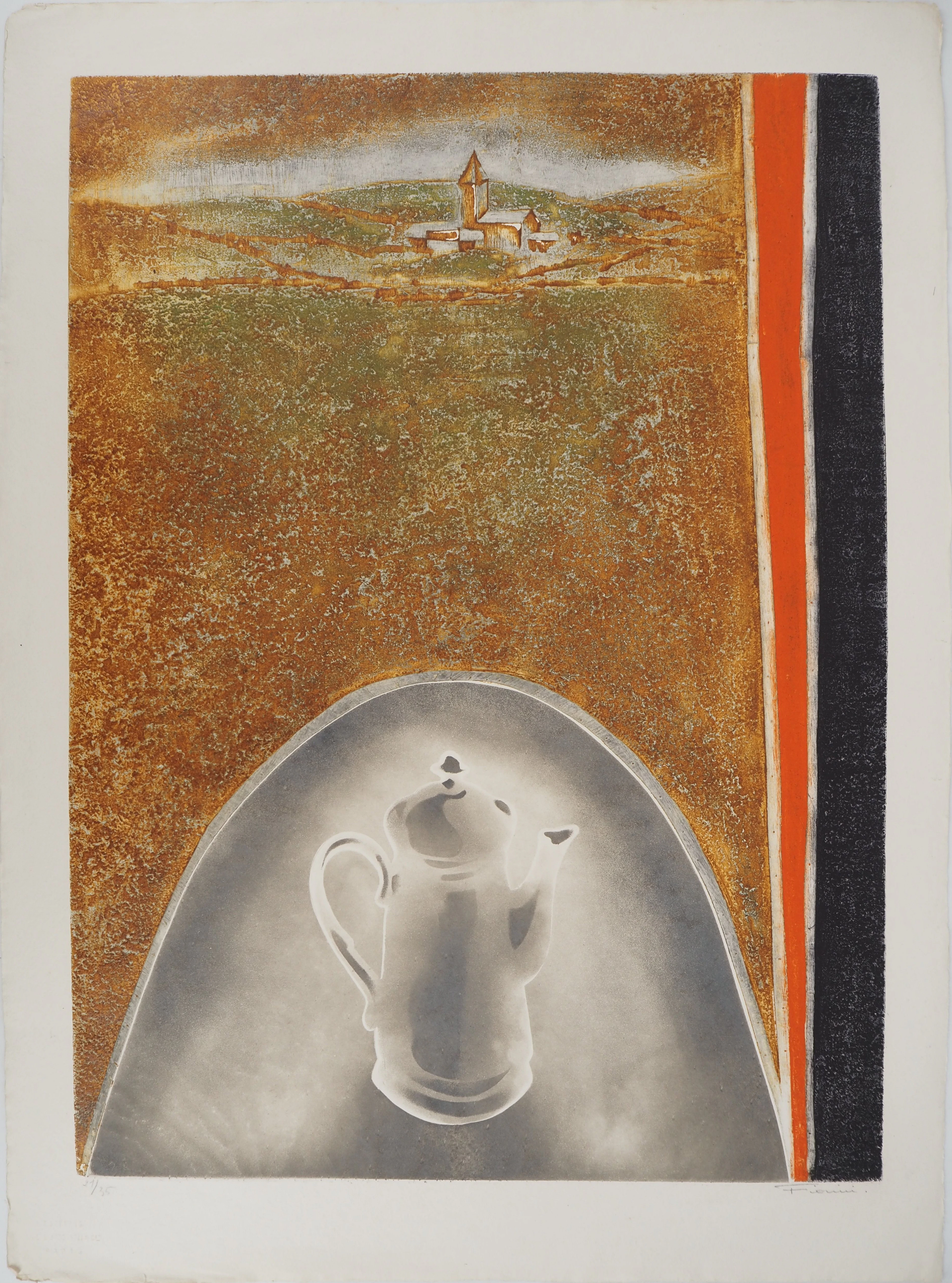 Marcel FIORINI (1922-2008), La cafetière - Gravure originale au carborundum