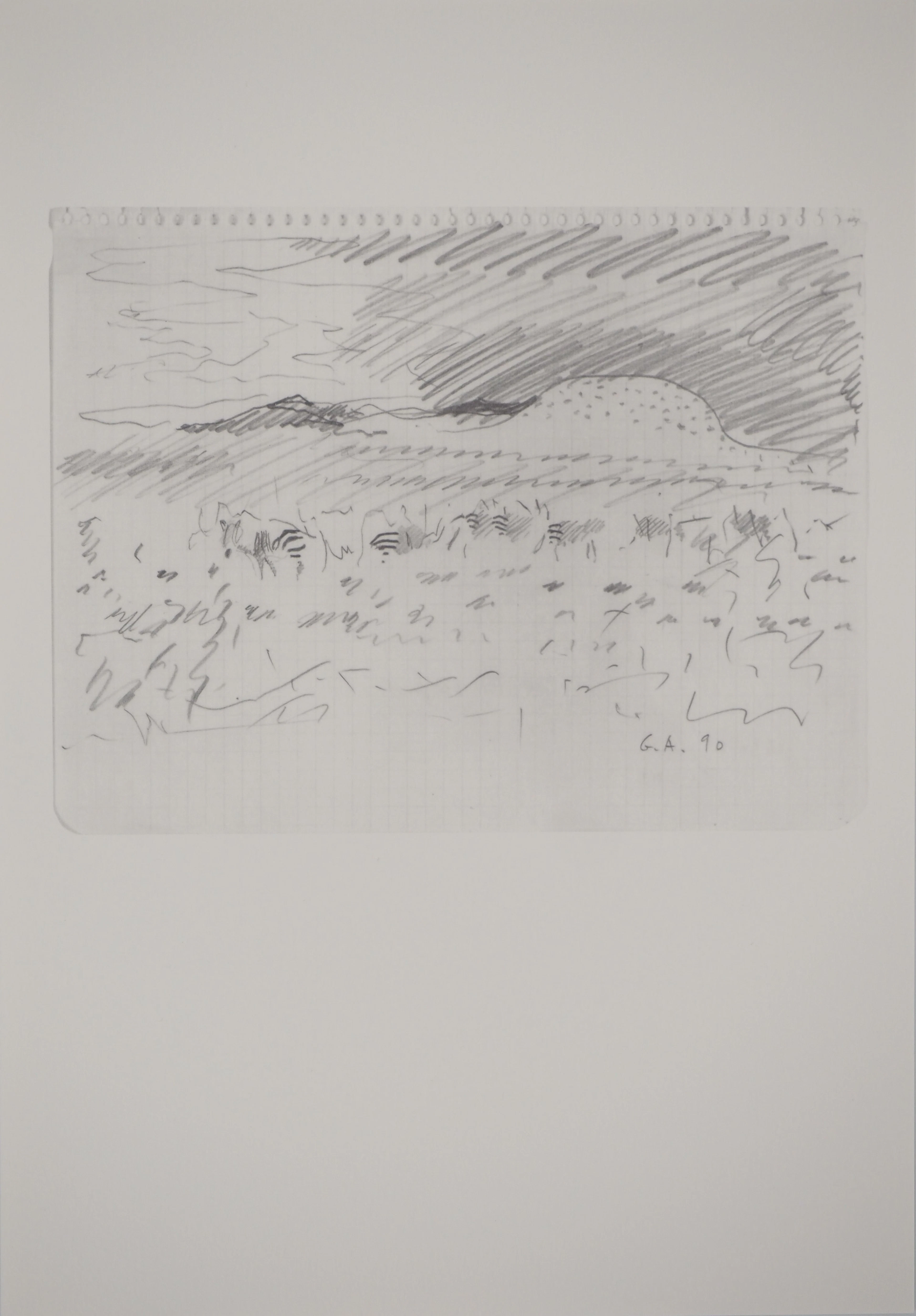 Gilles AILLAUD : Paysage avec zèbres, Héliogravure signée