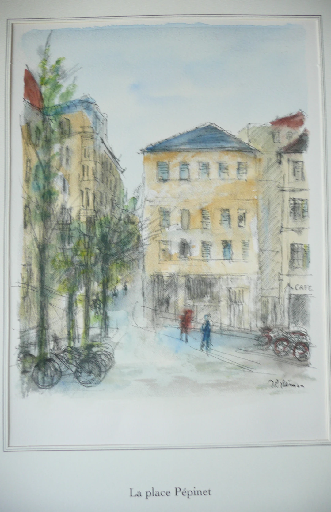Jean Pierre REMON - La place Pépinet, 2008 - Aquarelle originale signée