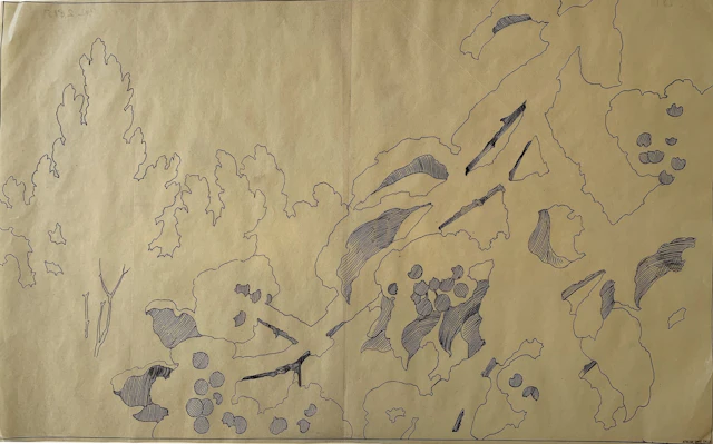 Emile GALLÉ - Etude pour un projet de décoration en marqueterie - Dessin