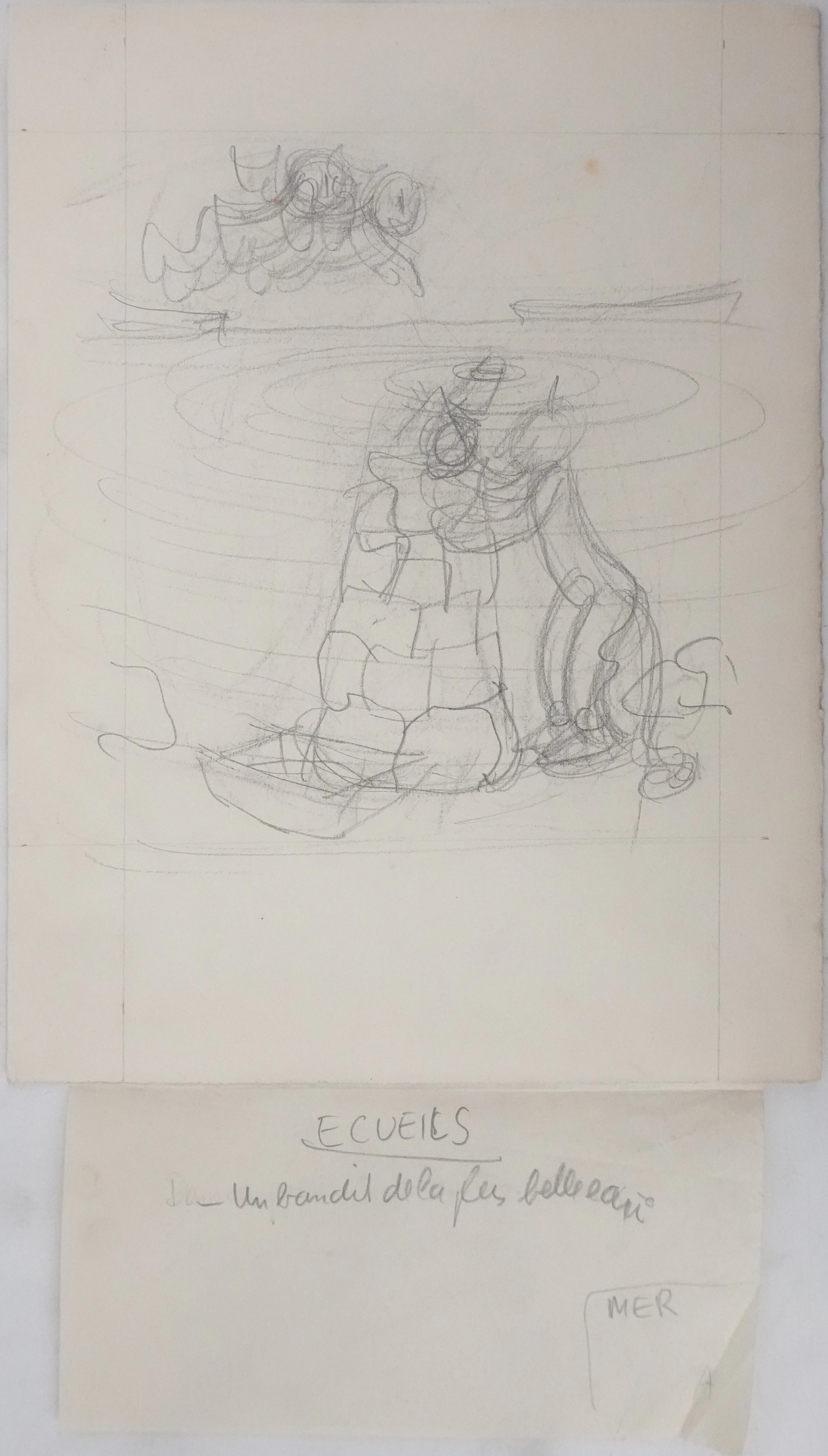 Jean EFFEL : Les écueils, Dessin préparatoire original