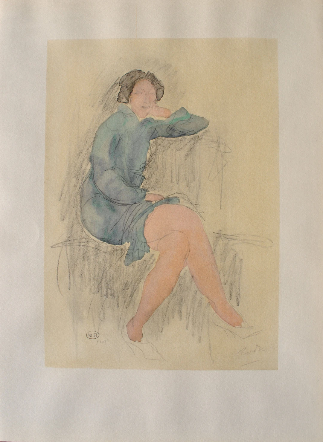 Auguste RODIN : Belle femme assise, Gravure signée