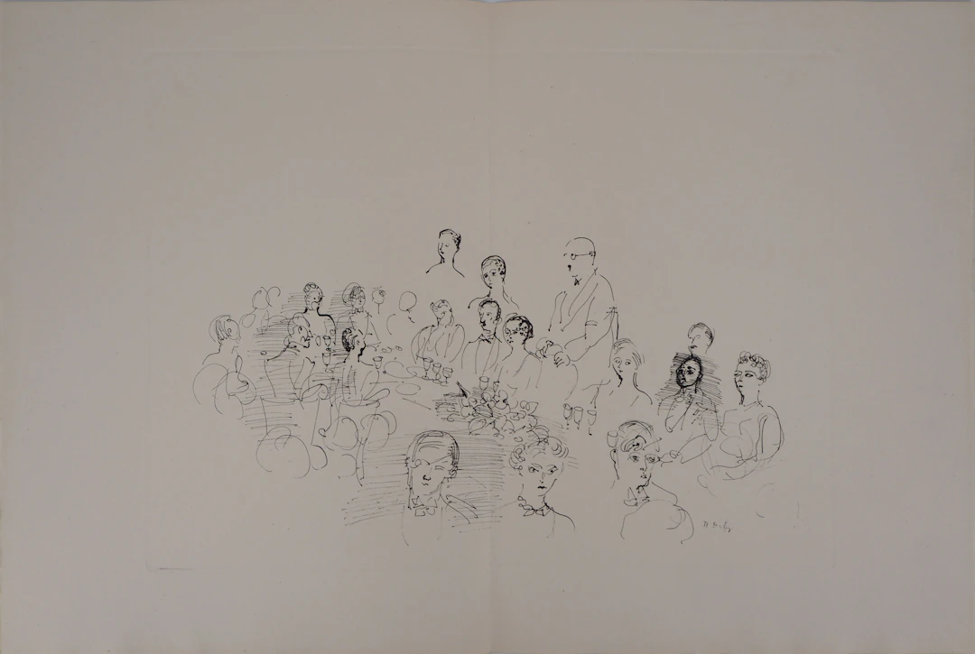 Raoul DUFY - Le diner élégant : l’heure des toasts, 1953, Gravure originale