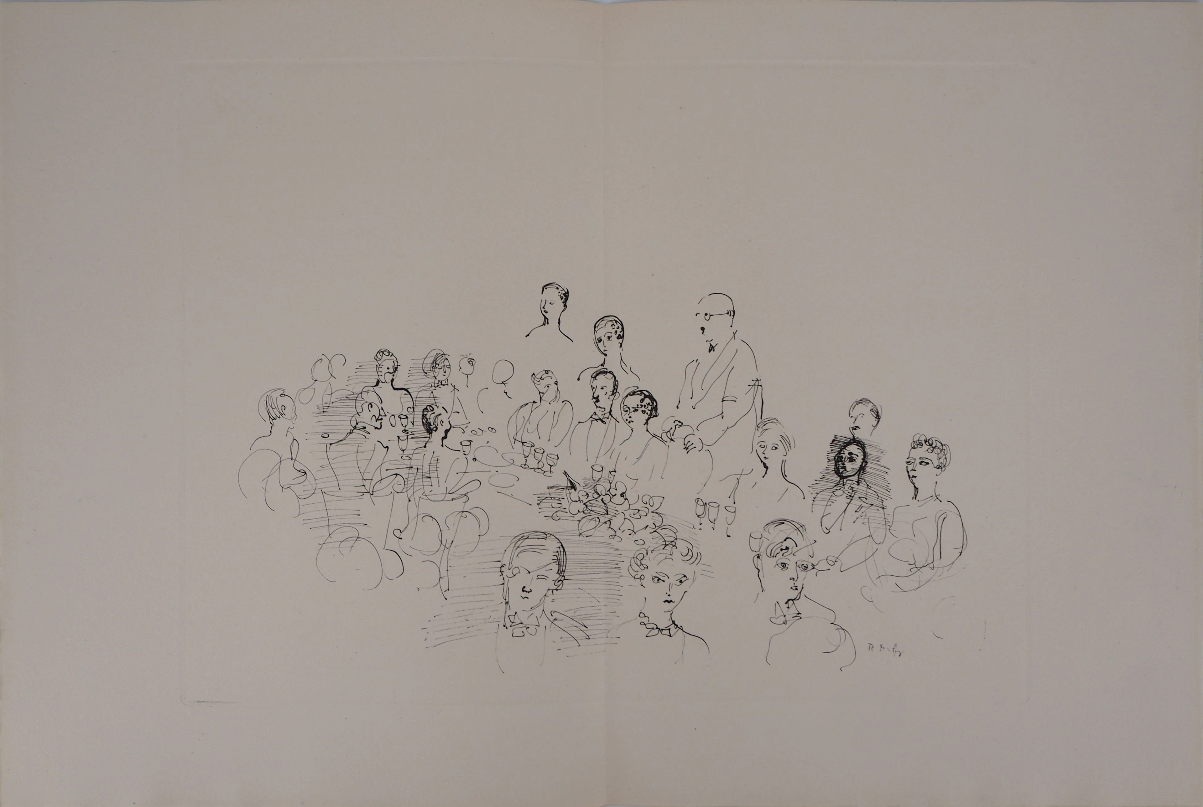 Raoul DUFY - Le diner élégant : l’heure des toasts, 1953, Gravure originale