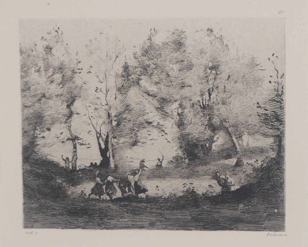 Jean-Baptiste Camille COROT - Danse des nymphes, 1873 - Gravure à l’eau-forte