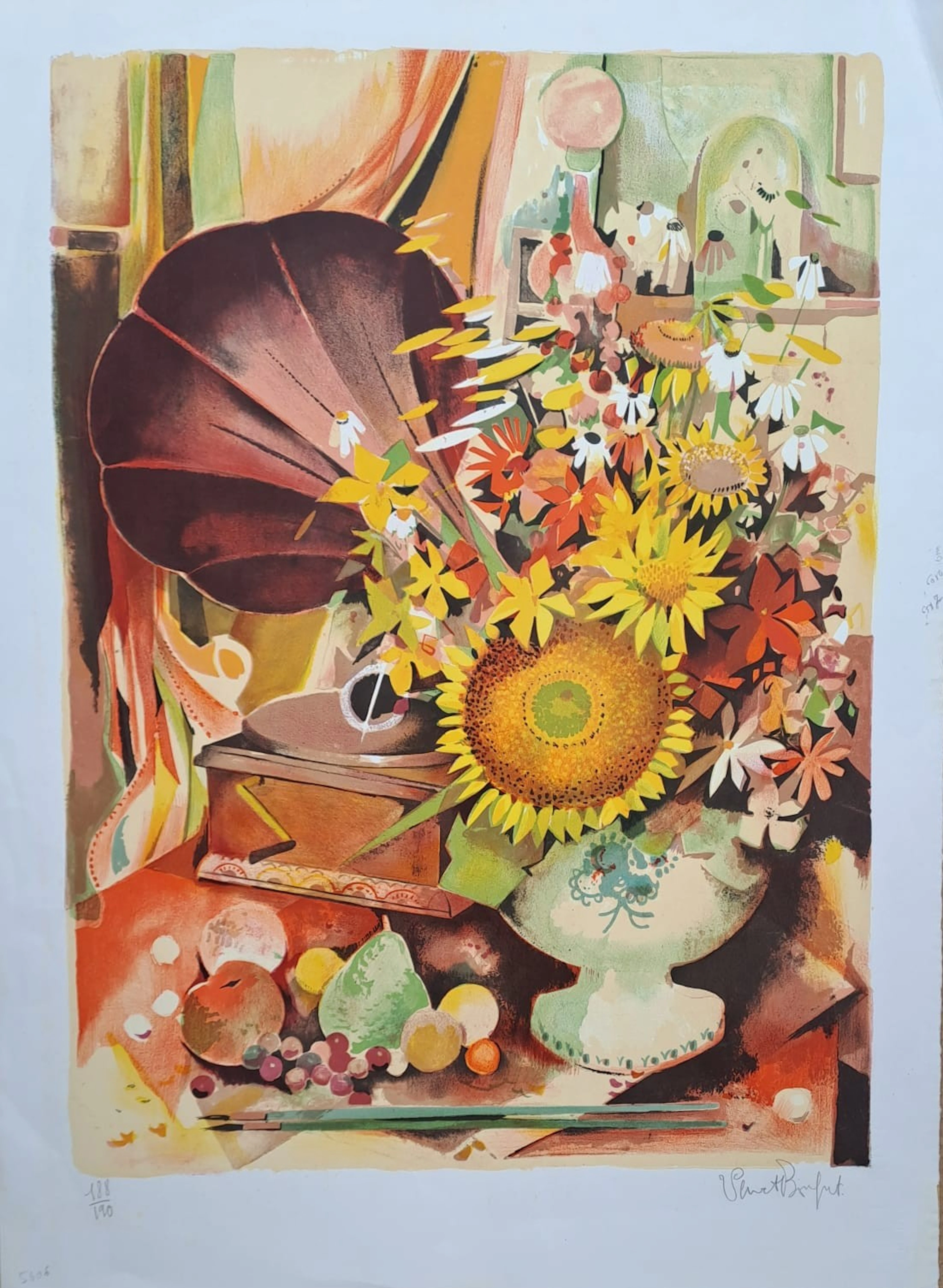Robert Vernet-Bonfort - Nature morte - Lithographie originale, signée
