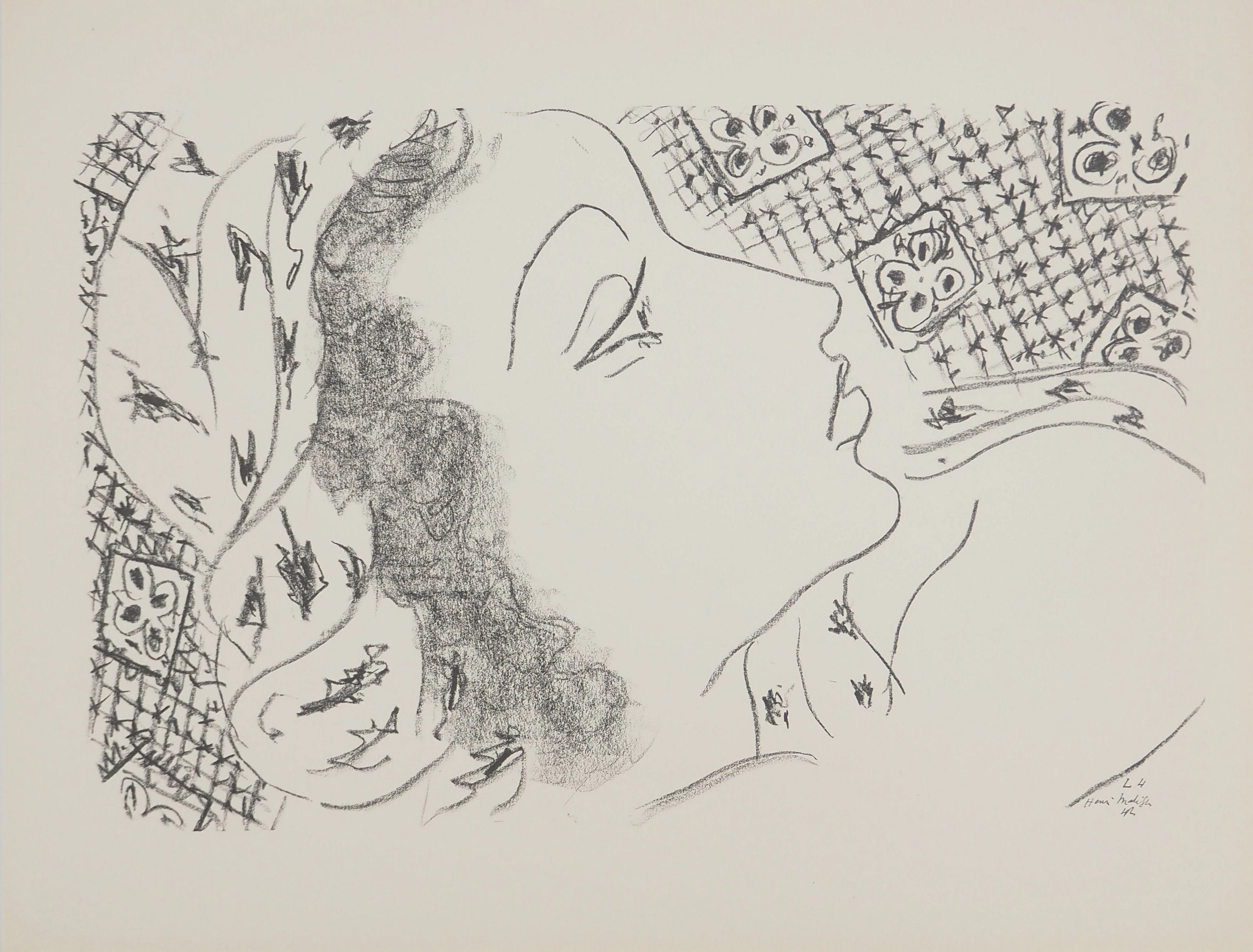 Henri MATISSE : Profil au turban, Lithographie signée