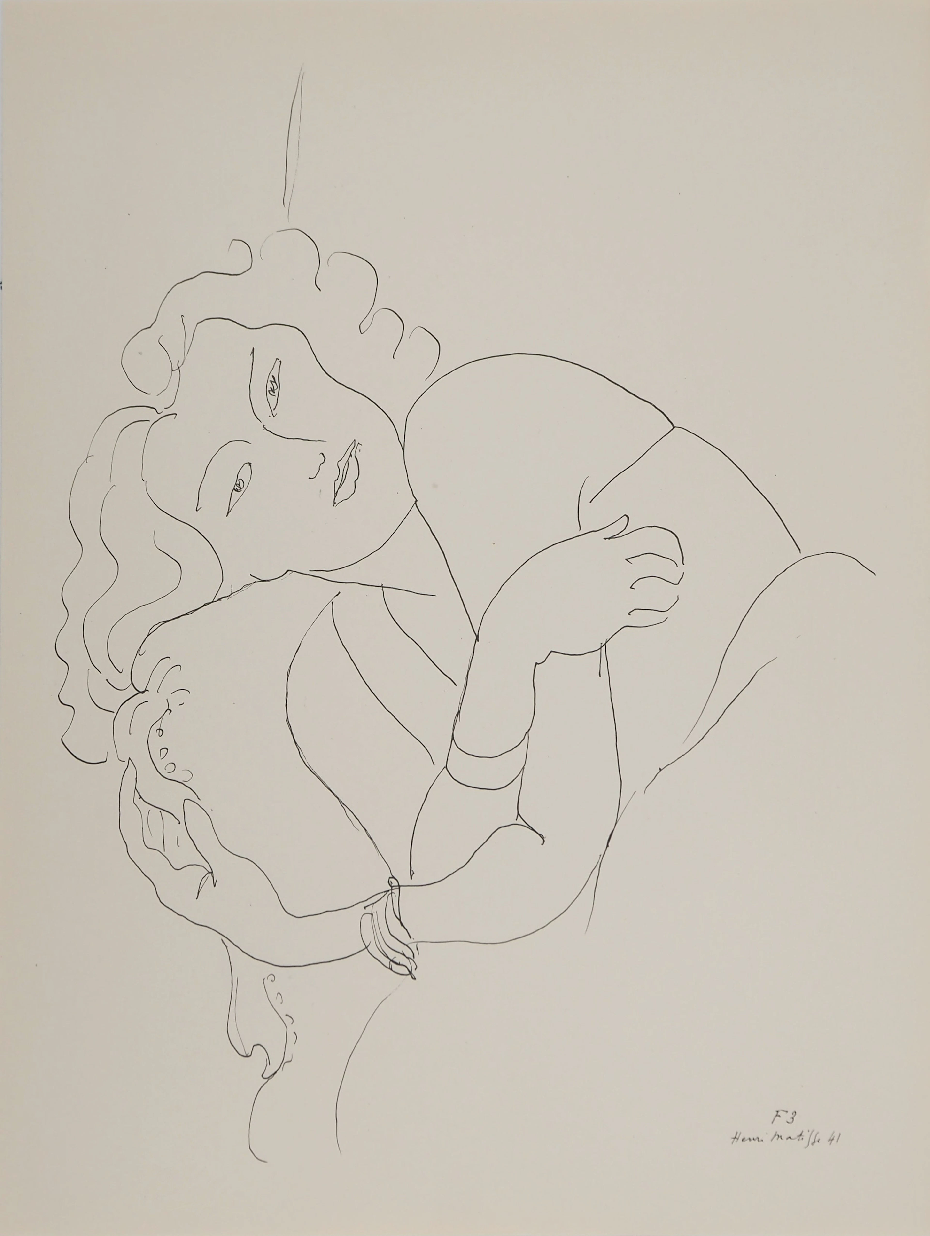 Henri MATISSE : Jeune timide aux bras croisés, Lithographie signée