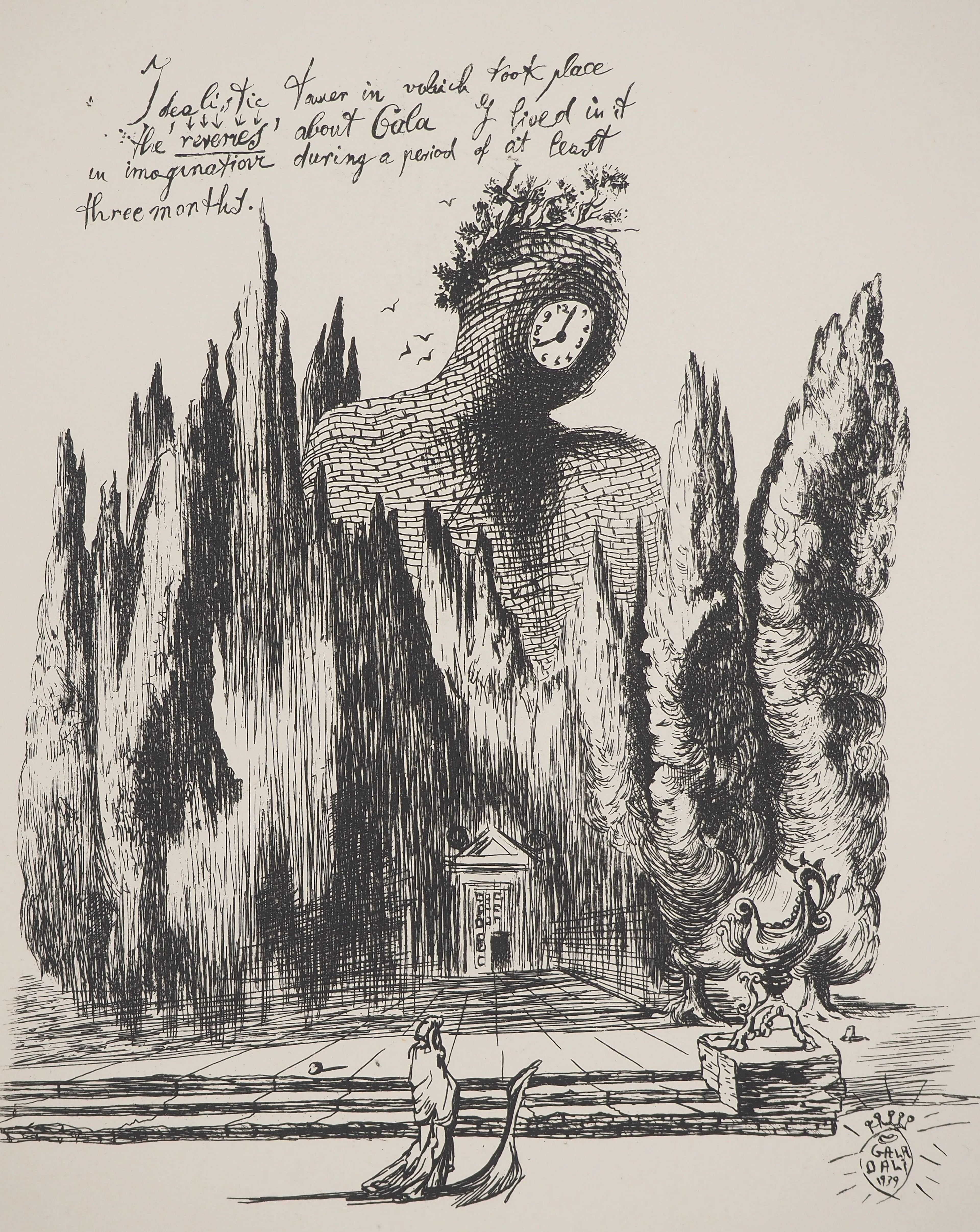 Salvador DALI : Tour pour Gala, Gravure signée